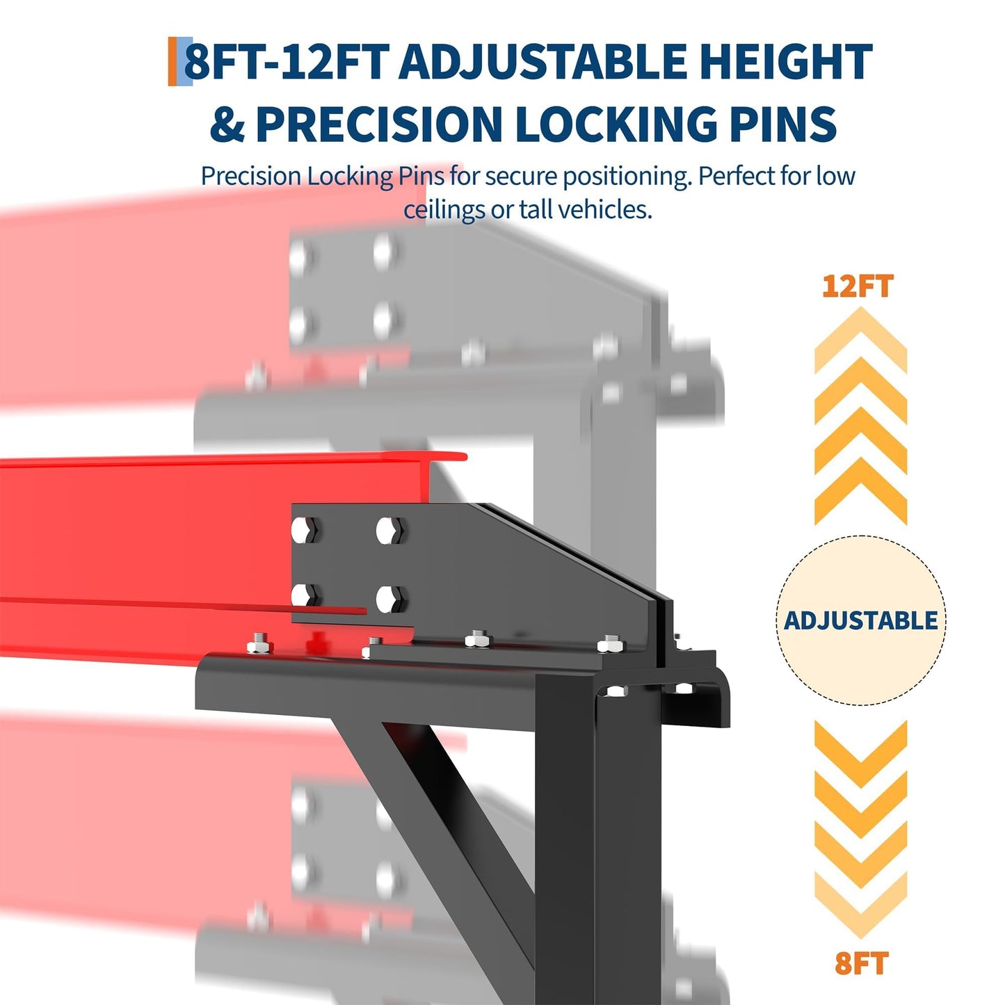 Adjustable Gantry Crane 1 Ton 2200 Lb, 12 Height Positions 97-141 in, Triangle Base a-Frame, Heavy Duty Steel i-Beam, Portable Lifting Crane for Warehouse, Shop, Construction