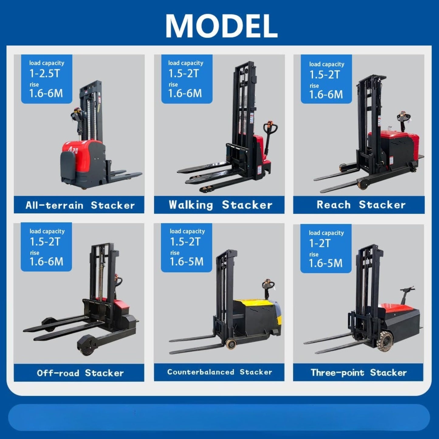High Lift Electric Pallet Stacker, Manual and Mobile Hydraulic Stackers, Compact Stack Truck for Warehouse, Factory, Supermarket, Logistics, and Small Space Material Handling
