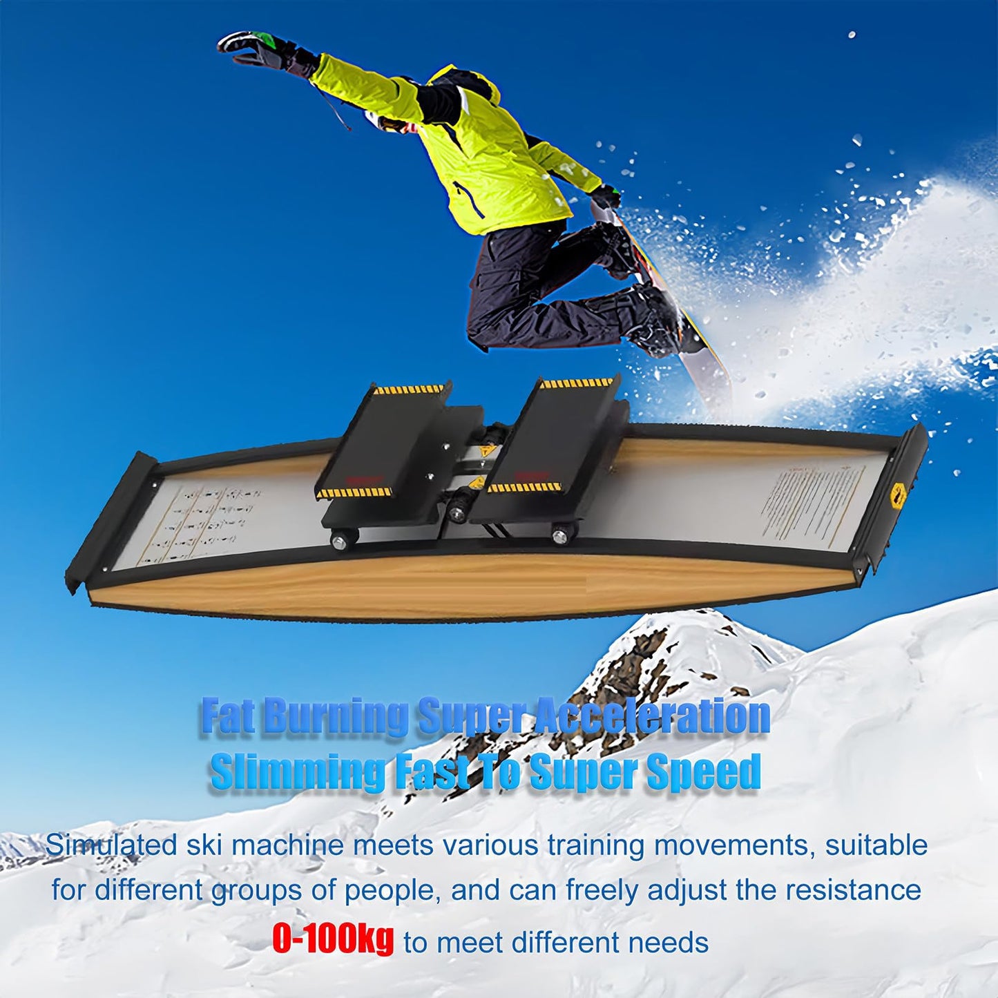Premium Ski Training Machine for Strength and Balance, Simulated Ski Exercise Equipment with Ski Poles and Mats, 330Lb Capacity for Skill Development and Endurance Training