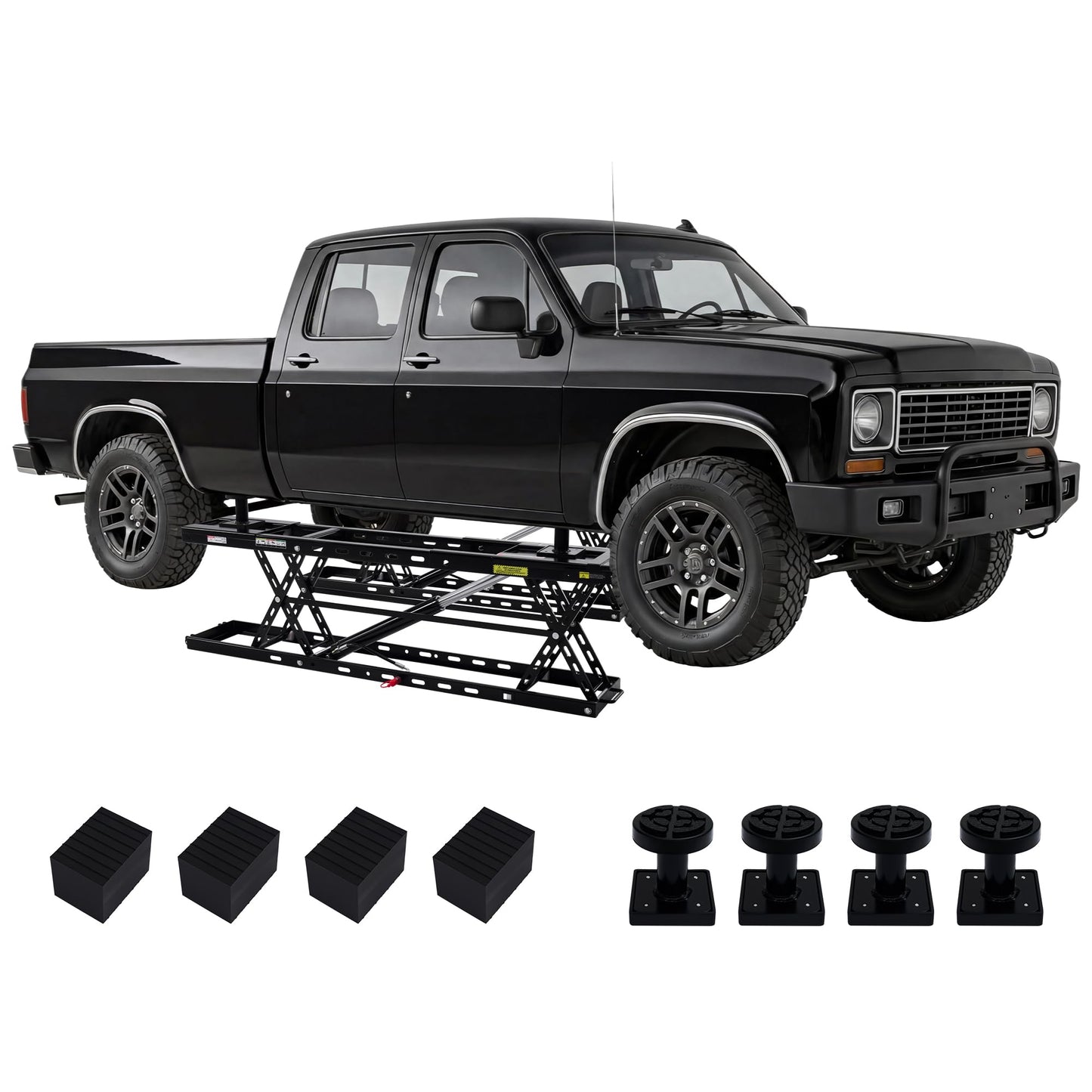 Albott 8000 LBS Portable Car Lift for Home Garage, Heavy-Duty Q355B Steel Vehicle Lift, Adjustable Height up to 27.4", 25–30s Fast Cycle, Locking Levers, Extension Plate, Foldable with Wheels