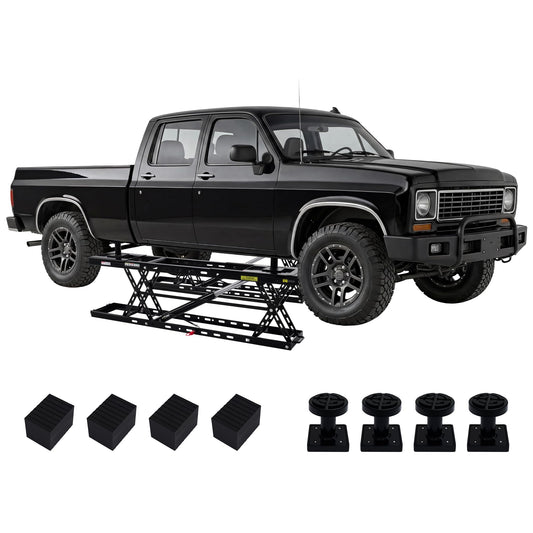 Albott 8000 LBS Portable Car Lift for Home Garage, Heavy-Duty Q355B Steel Vehicle Lift, Adjustable Height up to 27.4", 25–30s Fast Cycle, Locking Levers, Extension Plate, Foldable with Wheels