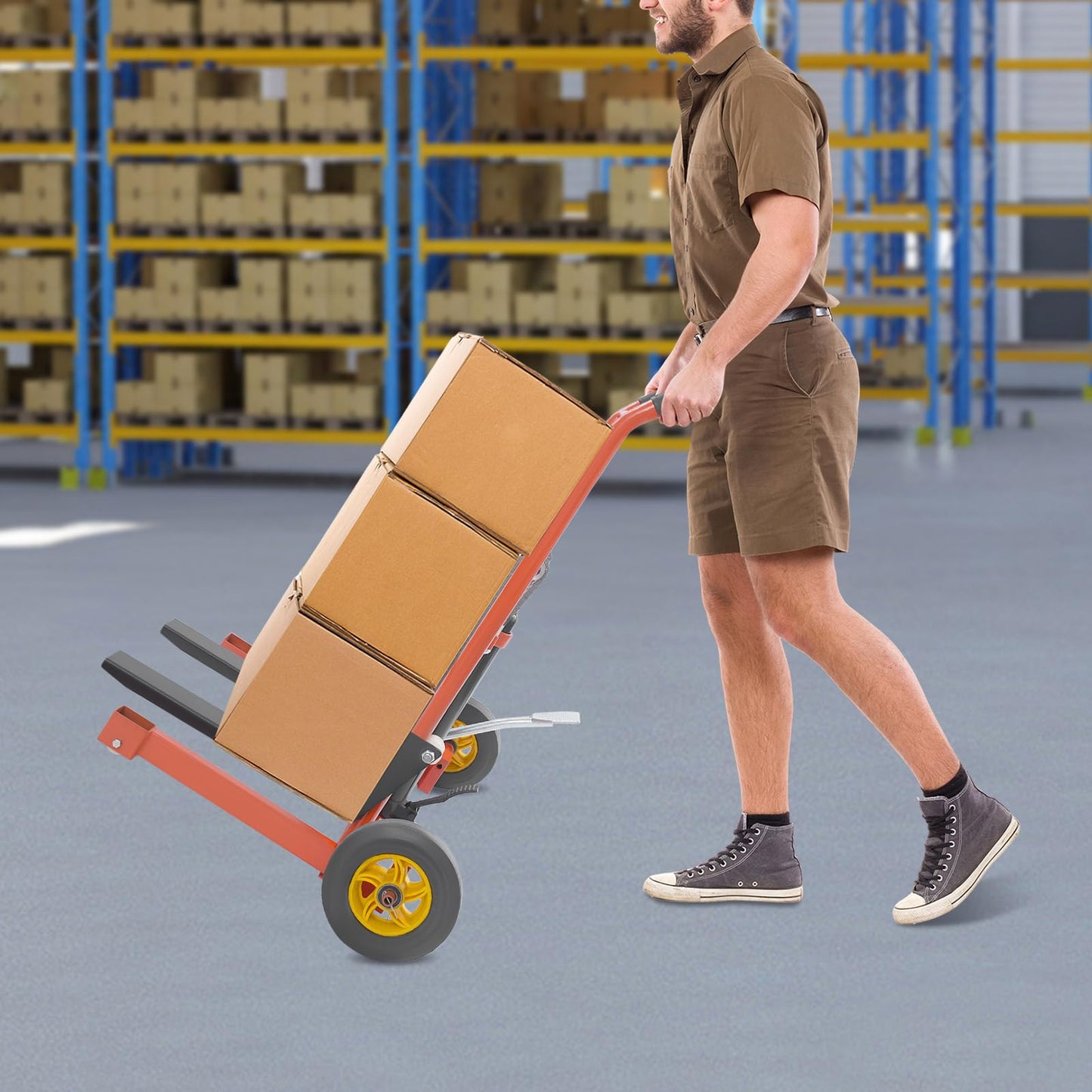 lizponaza Hydraulic Pallet Truck Manual Hydraulic Lift Table Stacker with 36-Inch Adjustable Height for Warehouse, Factory, Workshop Material Handling and Lifting (Tangerine, 36-in 577Lbs)