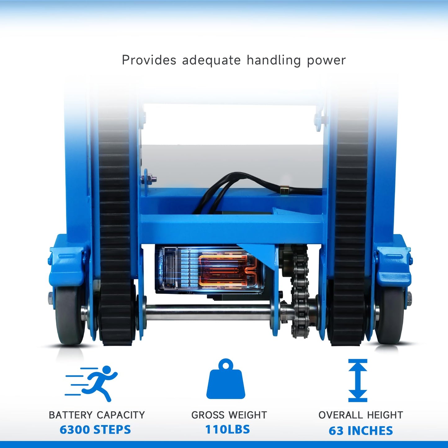 Electric Stair Climbing Dolly, Heavy Duty Stair Climber 900lbs Capacity 1250W Motorized Hand Truck with Ropes & Foldable Design for Moving Furniture Logistics (Blue, Track)