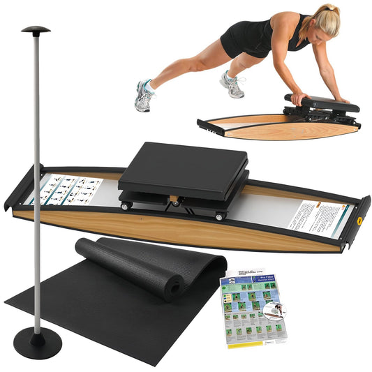 QUGURLID Ski Training Device,3D Cross Trainer,Ski Exercise Machine,Indoor Simulation Ski Rowing Aerobic Equipment,w/Walking Stick and Floor Matfor,for Waist