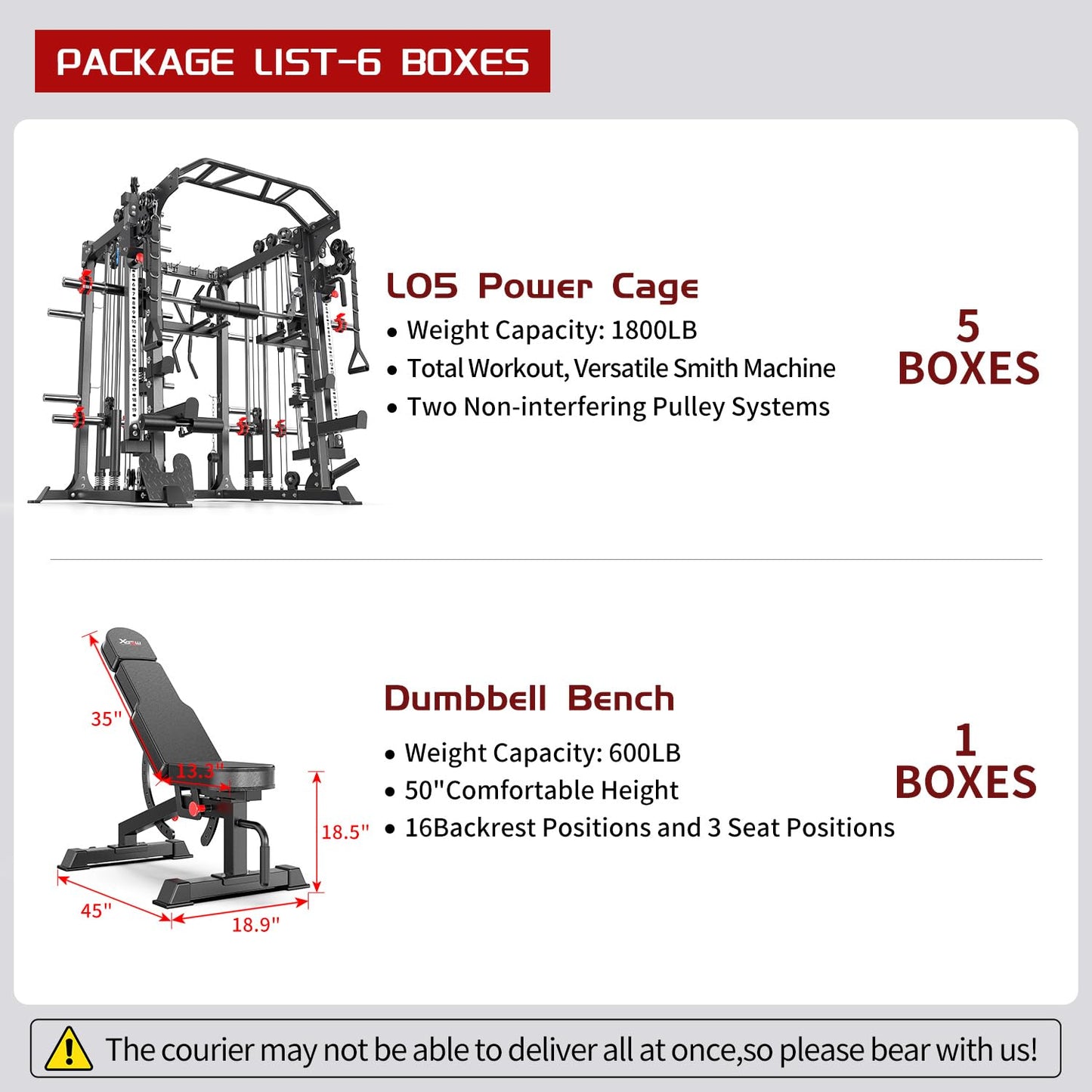 XGSW XINGESIWR Multi-Purpose Squat Rack,Smith Machine Weight Rack Set with Cable Crossover System, Home Gym Power Racks, Power Racks and Packages (L05, Power cage Black+Bench)
