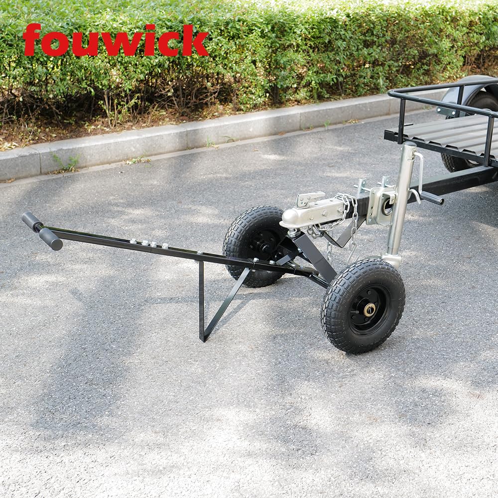 Fouwick 600LBS Trailer Dolly, 1-7/8” Hitch Ball with 12” Pneumatic Tires, Black Powder Coated Steel Trailer Mover Dolly (JT-TC003) Black Wheel