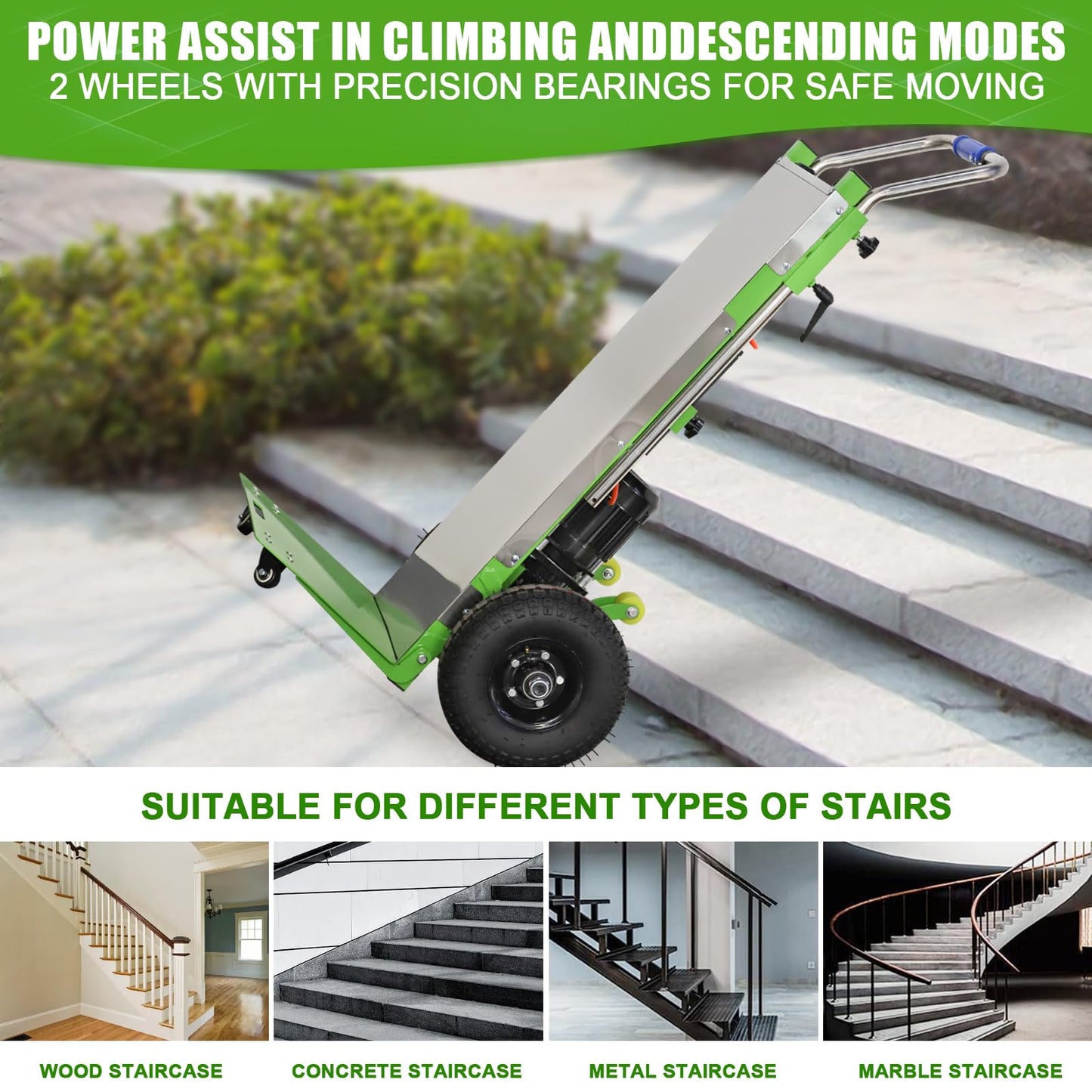 ZLPOWER Electric Stair Climbing Hand Trucks Heavy Duty Dolly Cart for Moving 880lb Max Capacity 1200W Motor Power Folding Furniture Climber Trolley Battery Powered for Family Removal Warehouse