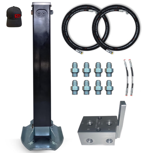 Hydraulic Trailer Jack (12,000 lb) - Power Jack 12K Double Acting, Lift Trailer Jack Stand Kit (12k Jack Weld On) PFJ-1-ADS-K