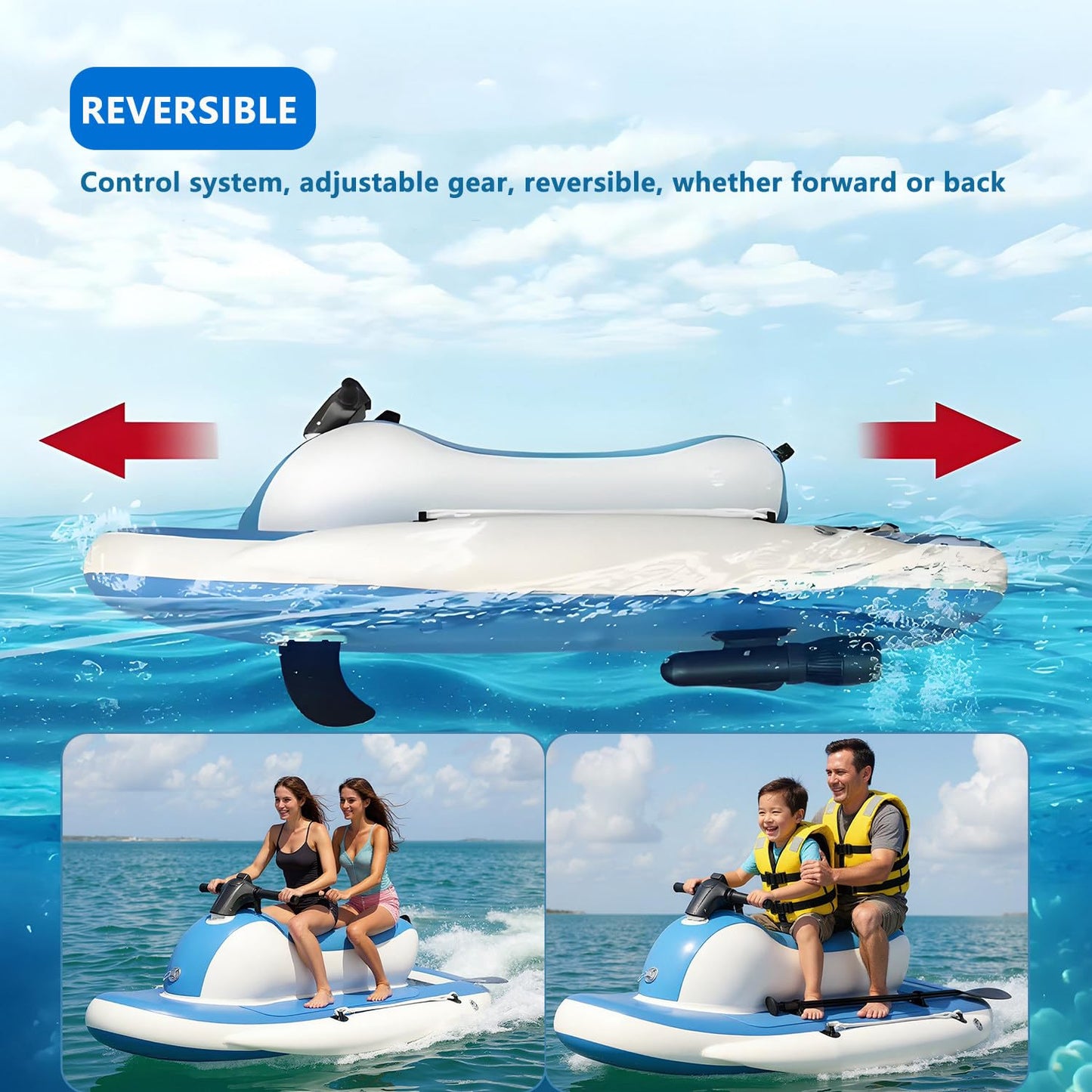 Electric Rush Wave Surf Boat Jet Ski with 500W/700W Underwater Propeller, with Diving Handle/Thruster Storage Bag, 9-speed Adjustment, Max Load Cap. 485 lbs, for Sea Diving & Water Sports 700WPRO16A