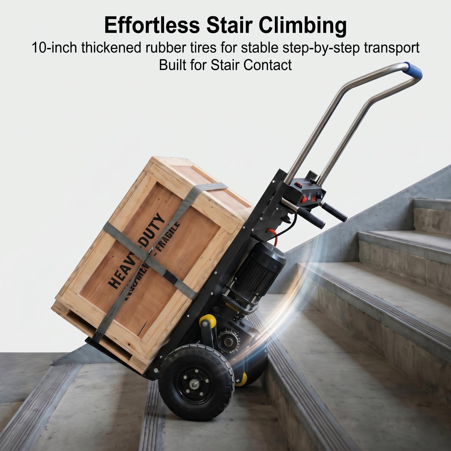 Heavy Duty Electric Dolly, 2500W, Motorized Stair Climbing Dolly 1600 lbs Capacity, Foldable Stair Climber Hand Truck with Brake System for Moving Refrigerators, Washers, Sofas (Black)