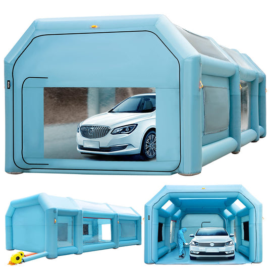 VEVOR Portable Inflatable Paint Booth, 26x13x10ft Inflatable Spray Booth, Car Paint Tent w/Air Filter System & 2 Blowers, Upgraded Blow Up Spray Booth Tent, Auto Paint Workstation, Car Parking Garage