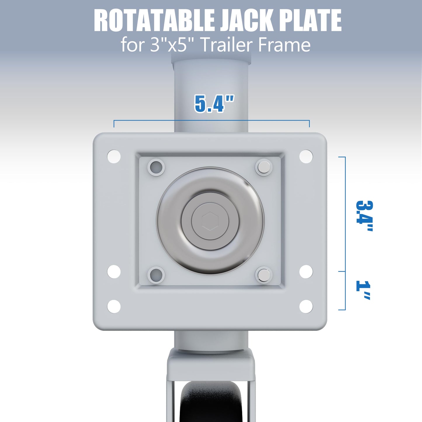 TOWKING 8" Spoke Wheel Trailer Jack, 10" Vertical Movement, 1500 lbs, for RV, Boat, Trailer and More, Silver