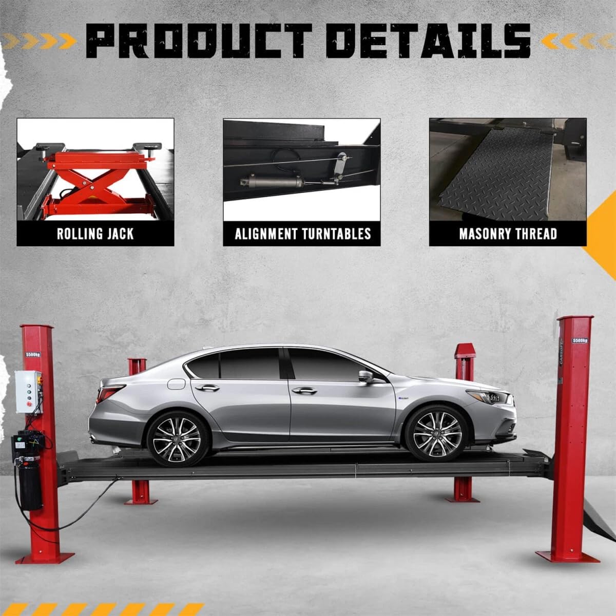 MutsMover 15,000 LBS 4-Post Car Lift, Extra Tall & Wide Parking and Storage Auto Lift with 77" Max Height, 4.0HP Heavy-Duty Hydraulic System for Garage, Parking, or Workshop Use, 36 Months Warranty