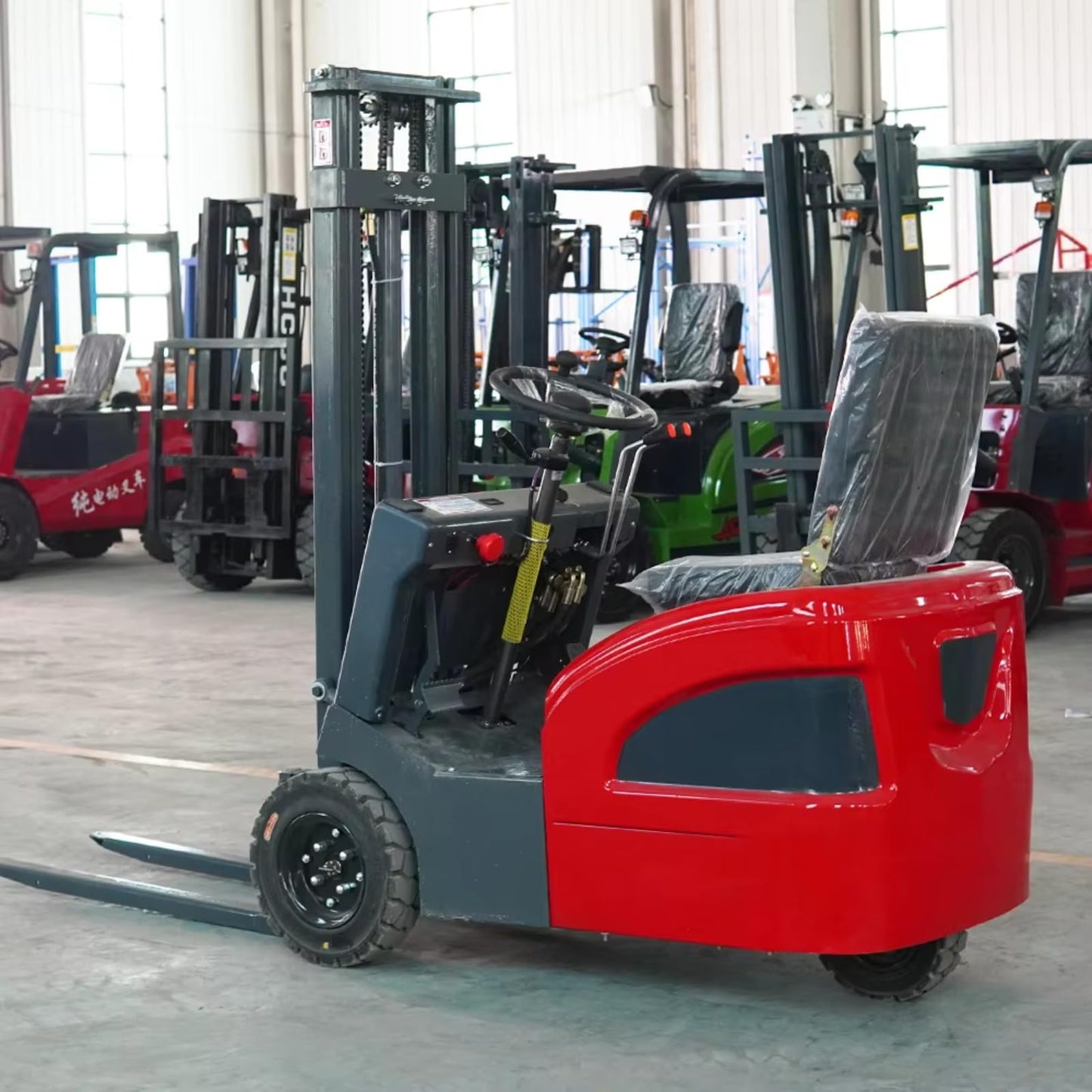 Zero-Turn Radius Electric Forklift, 5000lbs Capacity Lithium Ion Lift Truck, Narrow Aisle Reach Truck, Warehouse Material Handling Stacker
