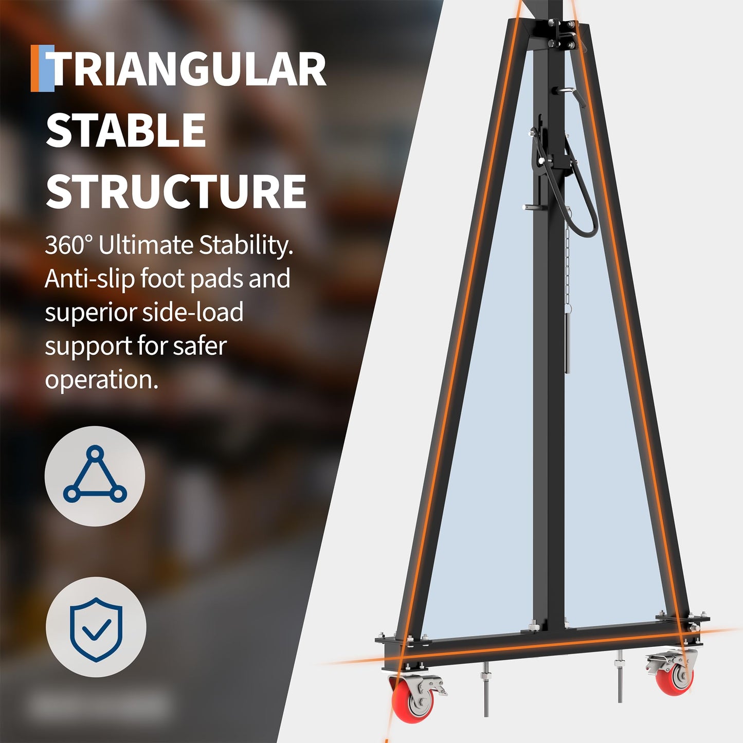 GarveeTech 2 Ton Gantry Crane 4400 LBS with Manual Trolley, Hook and Sling Strap, Height Adjustable from 97" to 141", Portable Shop Hoist with 12-Position Locking Pins, for Workshop, Garage