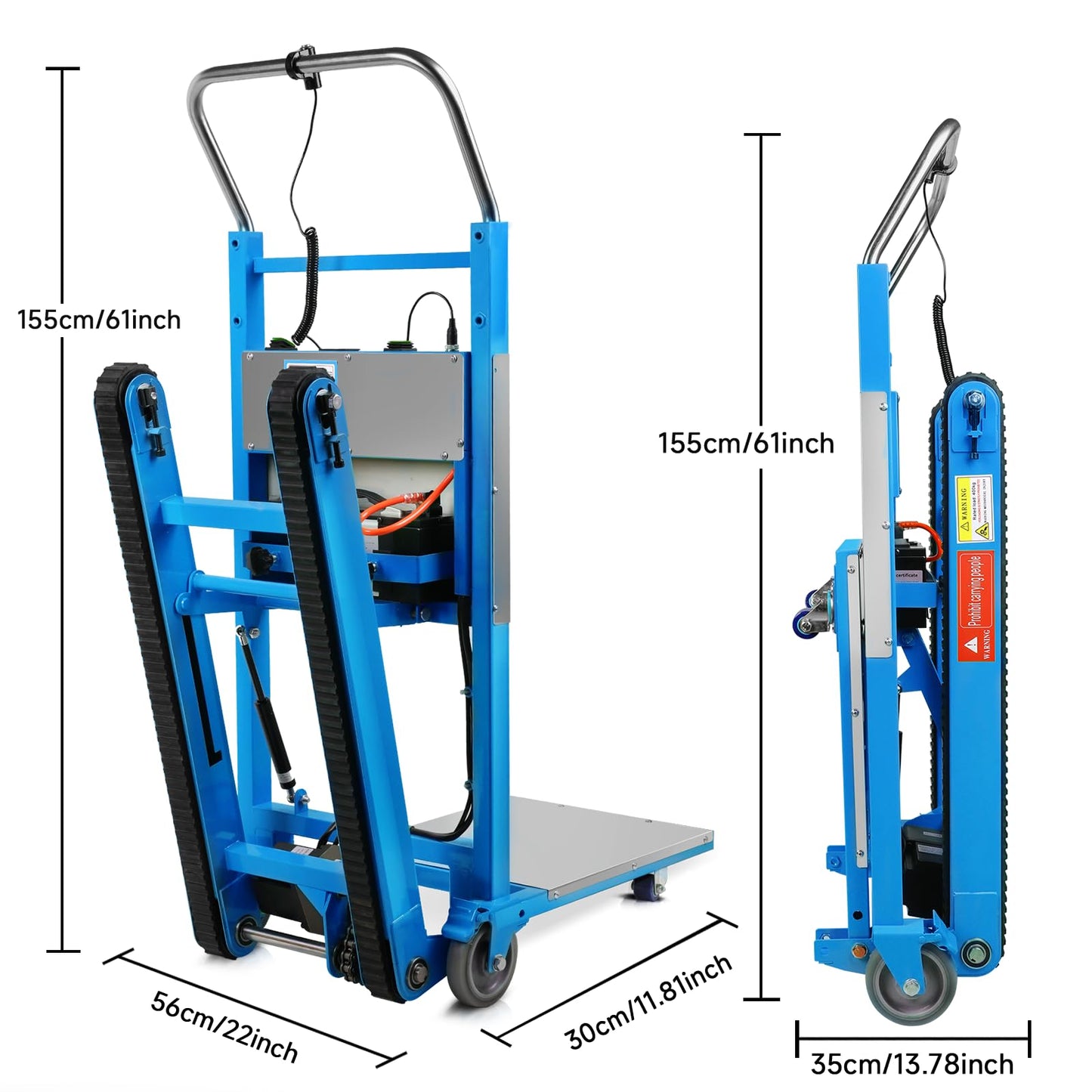 1250W Electric Stair Climbing Dolly - 900lbs Capacity, 3-Mode Folding Hand Truck W/Telescopic Handle, Non-Slip Wheels for Moving Furniture, Appliances (Blue)