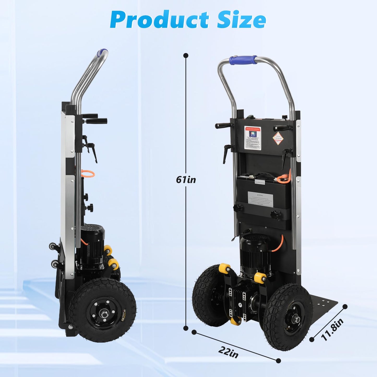 Electric Stair Climbing Dolly 1500W, Heavy Duty Stair Climber Hand Truck, Powered Stair Climbing Cart with 10" Anti-Slip Tires, Adjustable Speed Moving Cart for Appliances Furniture (Silver)
