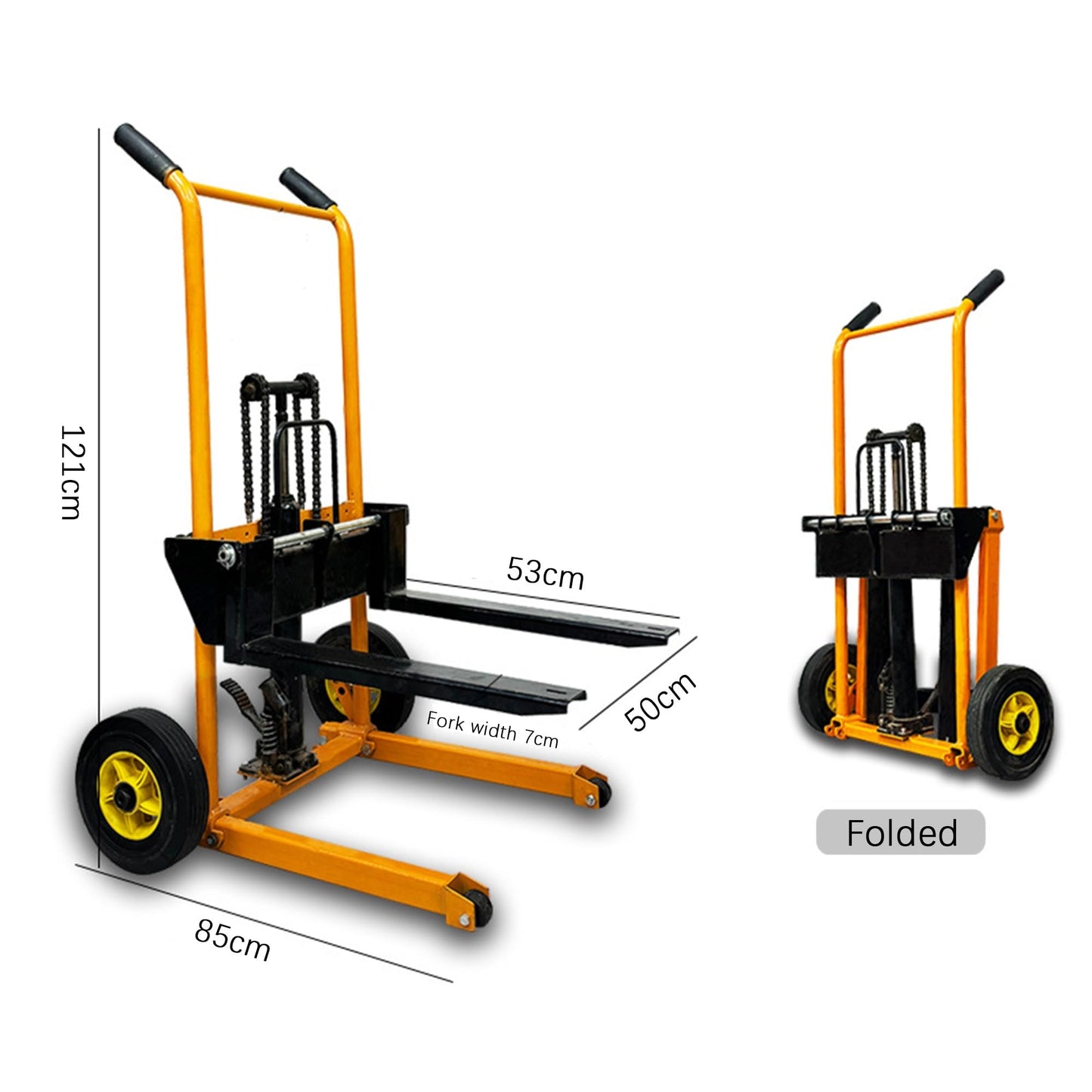 Foldable Material Lifting Winch Stacker, Hand Pallet Truck 200kg Load Capacity 900mm Lifting Height | Nylon Rollers for Warehouse & Workshop(1pcs)