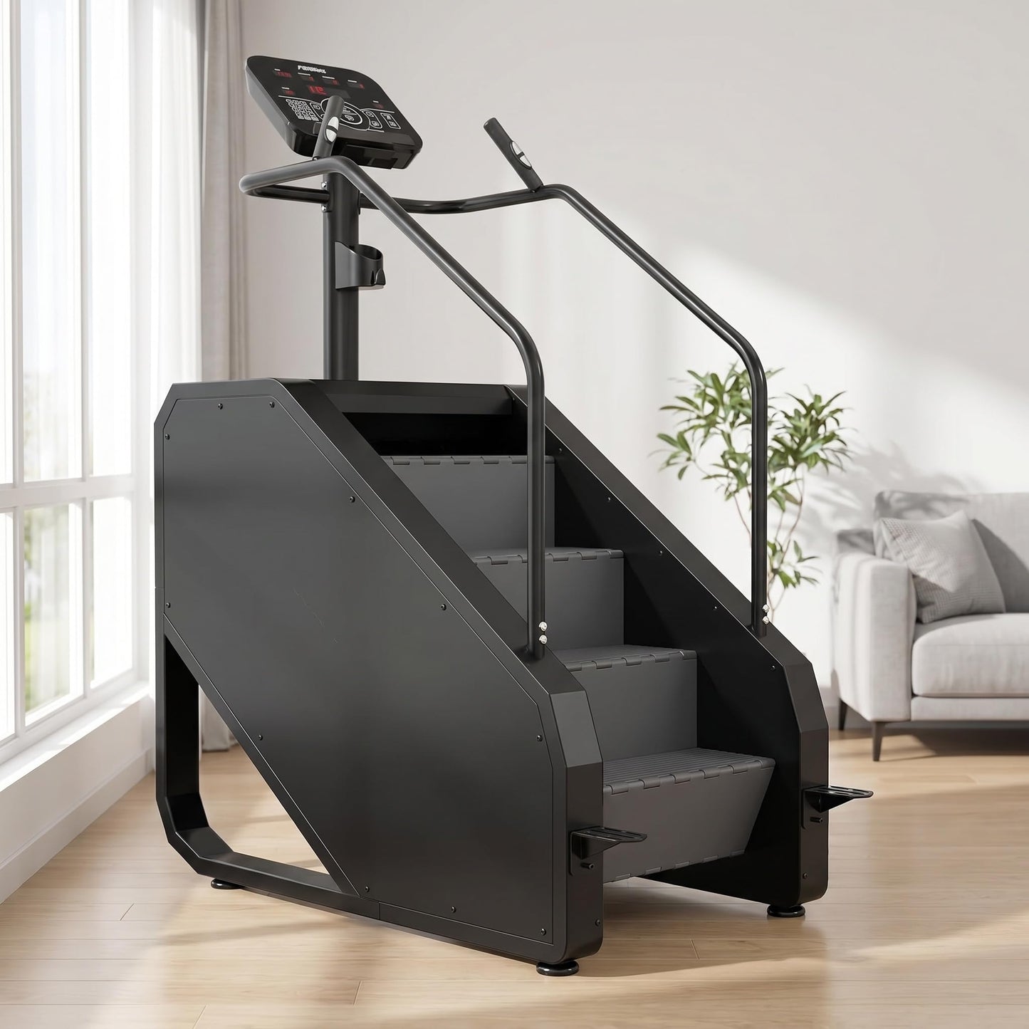 Stairmaster Machine with Led Screen, Commercial Grade Stair Climber for Cardio Training, 15 Speed Levels Continuous Climbing Exercise Machine, 15-164 Steps Per Minute Black