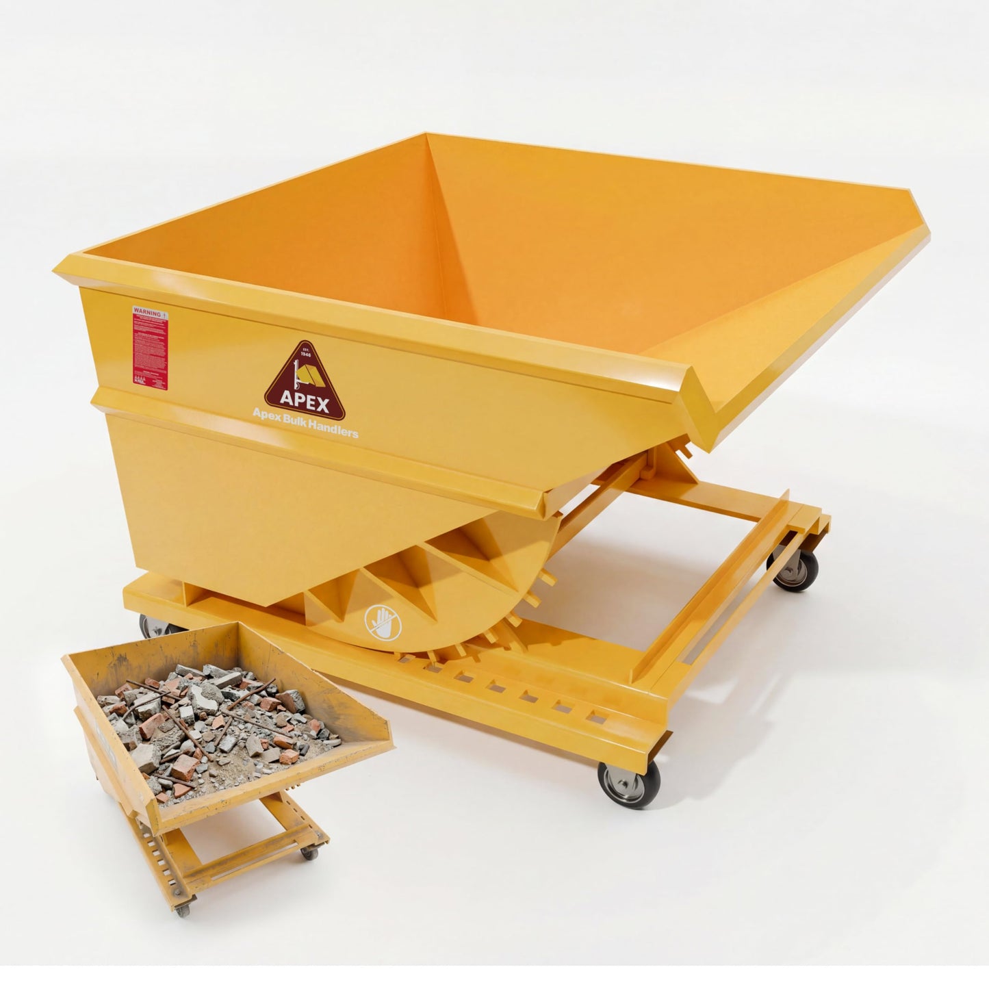 Apex Heavy Duty Self-Dumping Hopper with Casters, 3 Cubic Yard Capacity, 6000 lb Load Capacity, Durable Steel Construction, Commercial and Industrial Use, Made in The USA (3 Cubic Yard)
