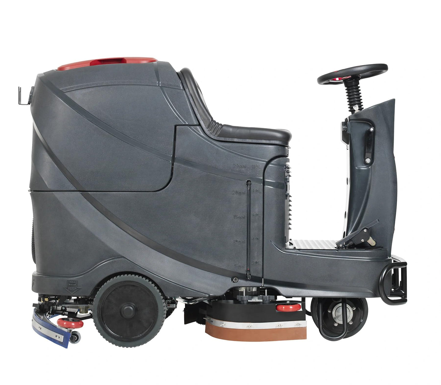 AS850R-TPPL Ride-On Floor Scrubber, 32" Cleaning Path, 31 Gal Solution & Recovery Tanks, (4) 120 Ah TPPL Batteries, Onboard Charger, Pad Drivers & Brushes