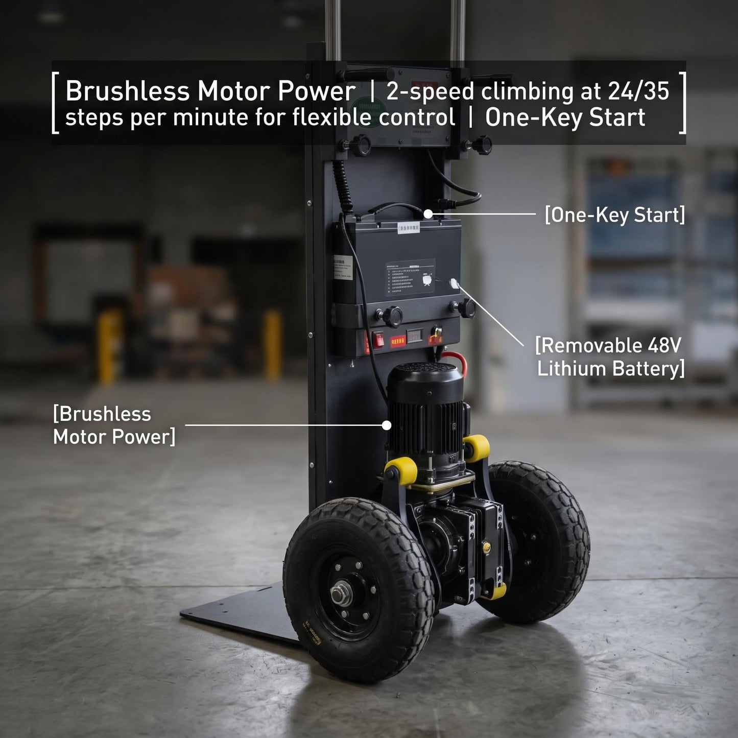 Electric Hand Truck with 2500W Motor, Electric Stair Climber 1600 lbs Heavy Duty, Foldable Powered Dolly with Anti-Slip Wheels & Safety Brake for Stairs & Delivery (Black)