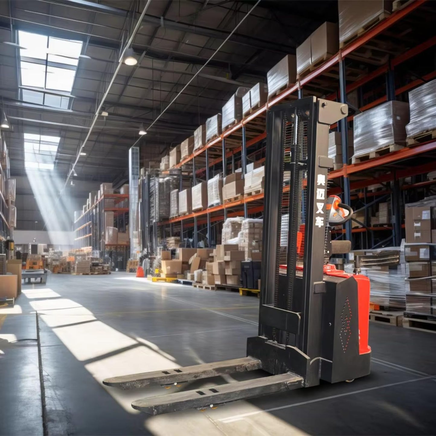 Full Electric Walkie Pallet Stacker 1000kg 1500kg 3000mm Lift Height Stable Straddle Legs Hand Push Electric Stacker for Warehouse Cargo Lifting and Logistics Handling