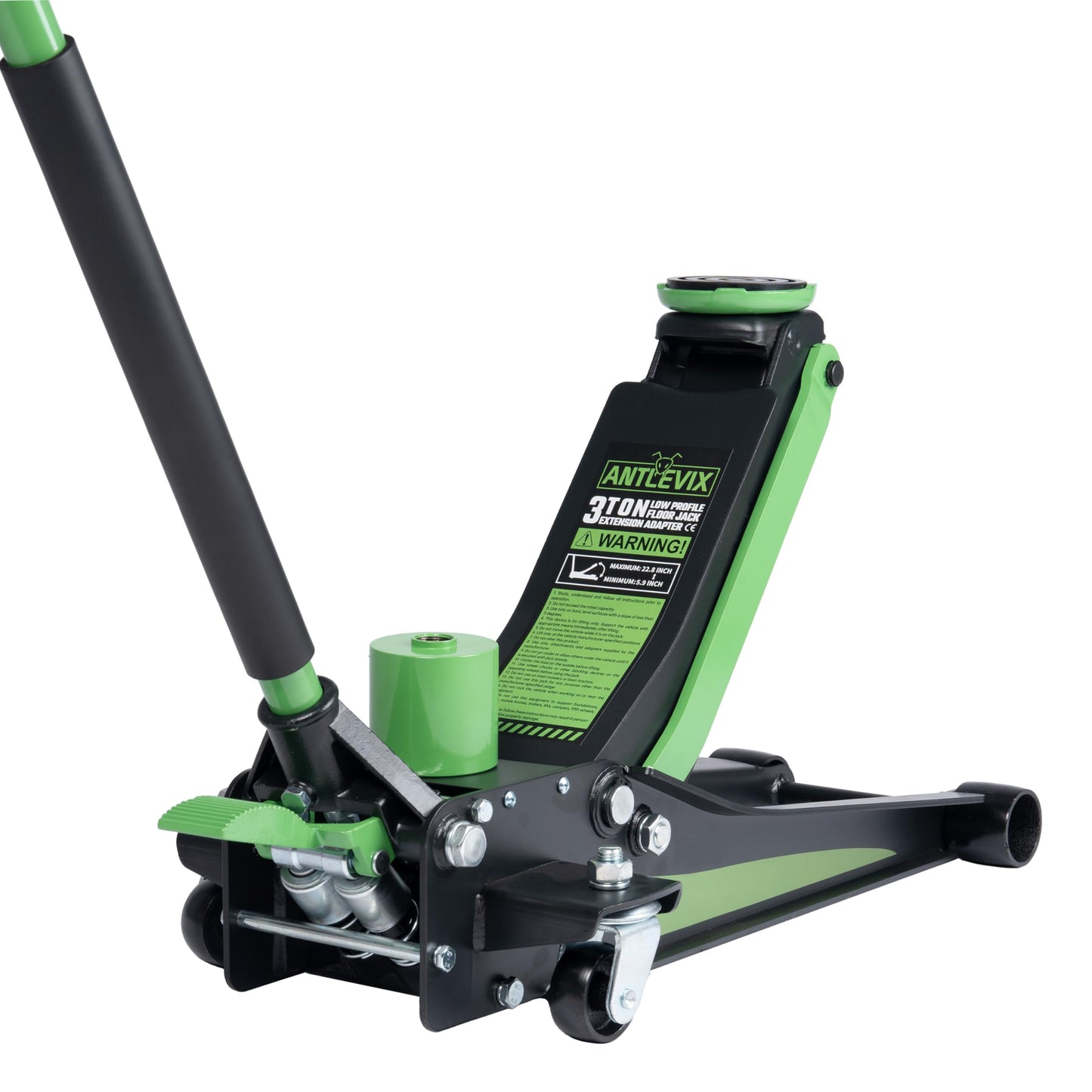 Heavy Duty 3-Ton (6600 lbs) Low Profile Steel Racing & Off-Road Hydraulic Car Floor Jack with Dual Piston Quick Lift Pump, Foot Pedal, Extension Adapter for Cars, SUVs & Trucks Repair