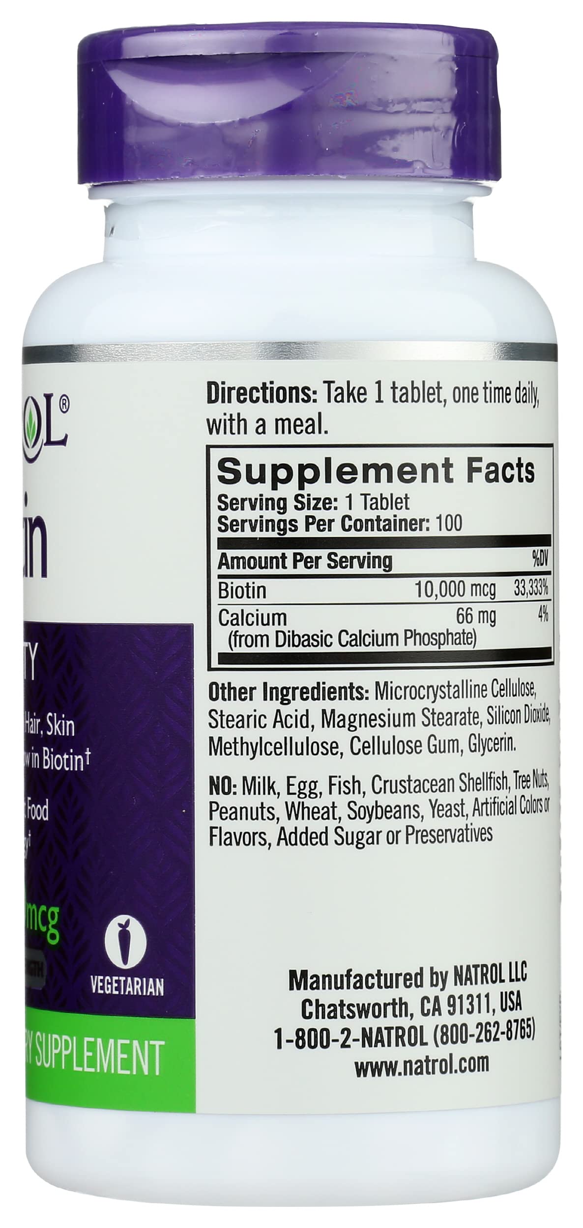 Natrol Biotin Max 10000 Mcg, 100 Tablets