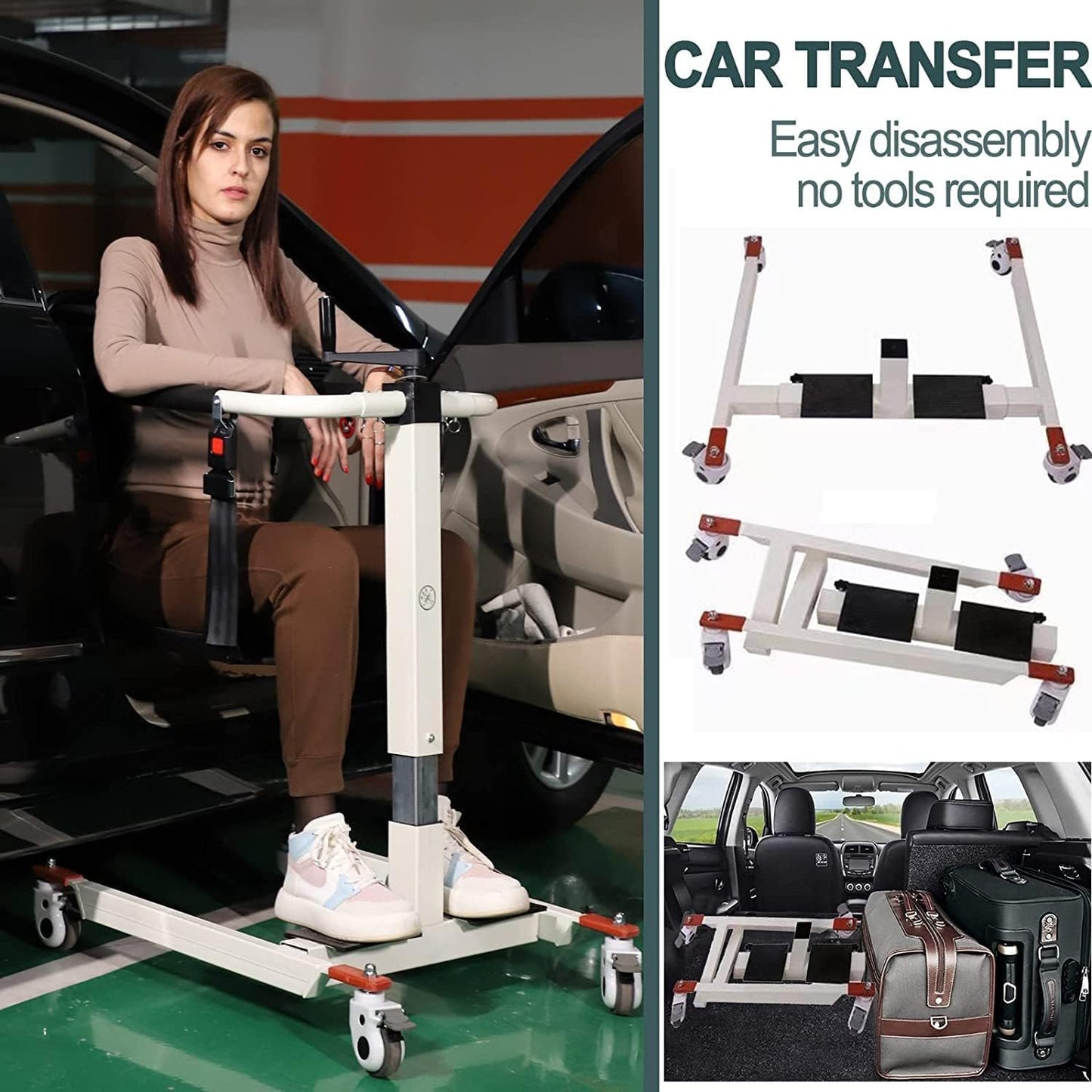 Patient Lift Transfer Chair, Transfer Lift Chair for Disabled, Portable Car Transfer Lift Bed to Wheelchair Transfer Devices, Transfer Chair for Elderly & Disabled (A)