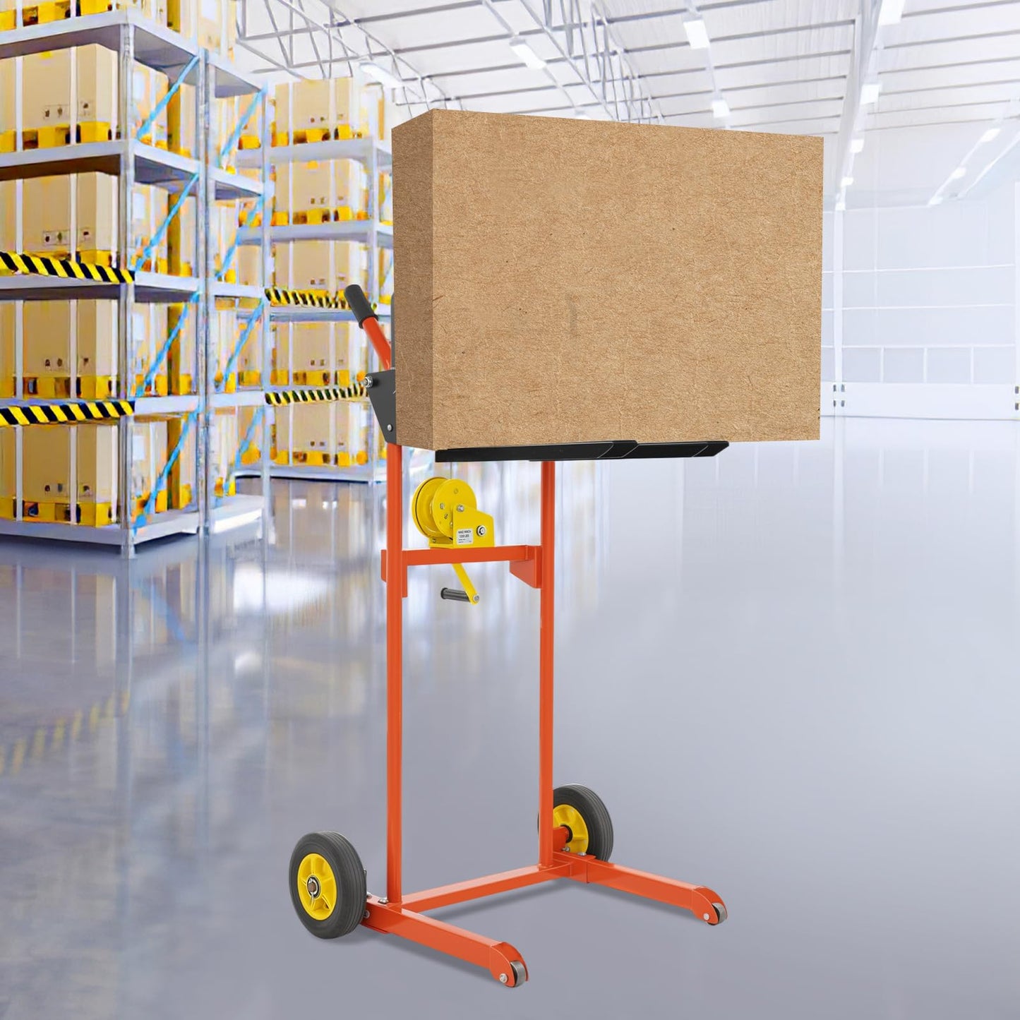 Hydraulic Material Lift Stacker, 330 lbs Capacity 40" Max Lift Height, Adjustable Forks with 9" Wheels, Steel Pallet Truck for Warehouse Workshop Logistics Handling