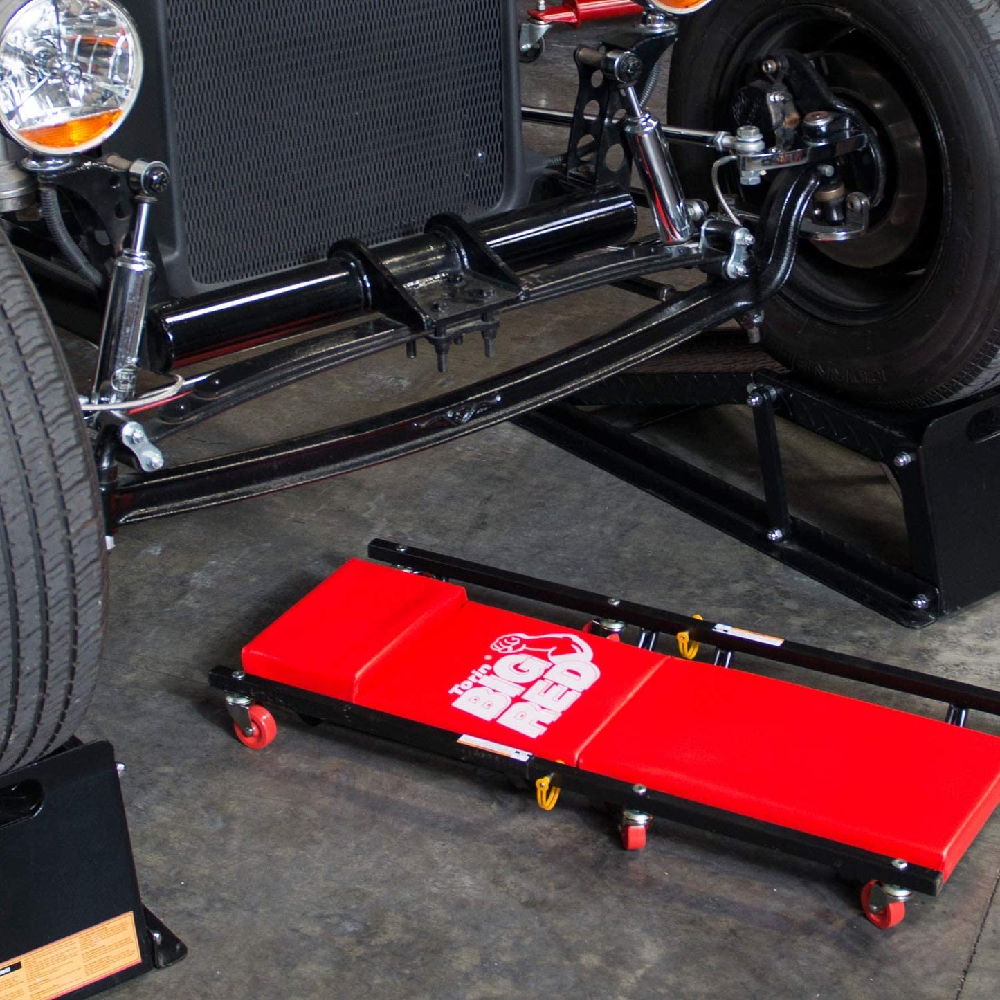 Big RED AT82040R Torin Hydraulic Trolley Floor Service/Floor Combo with 2 Jack Stands and Rolling Garage/Shop Creeper, 2 Ton (4,000 lb) Capacity, Red