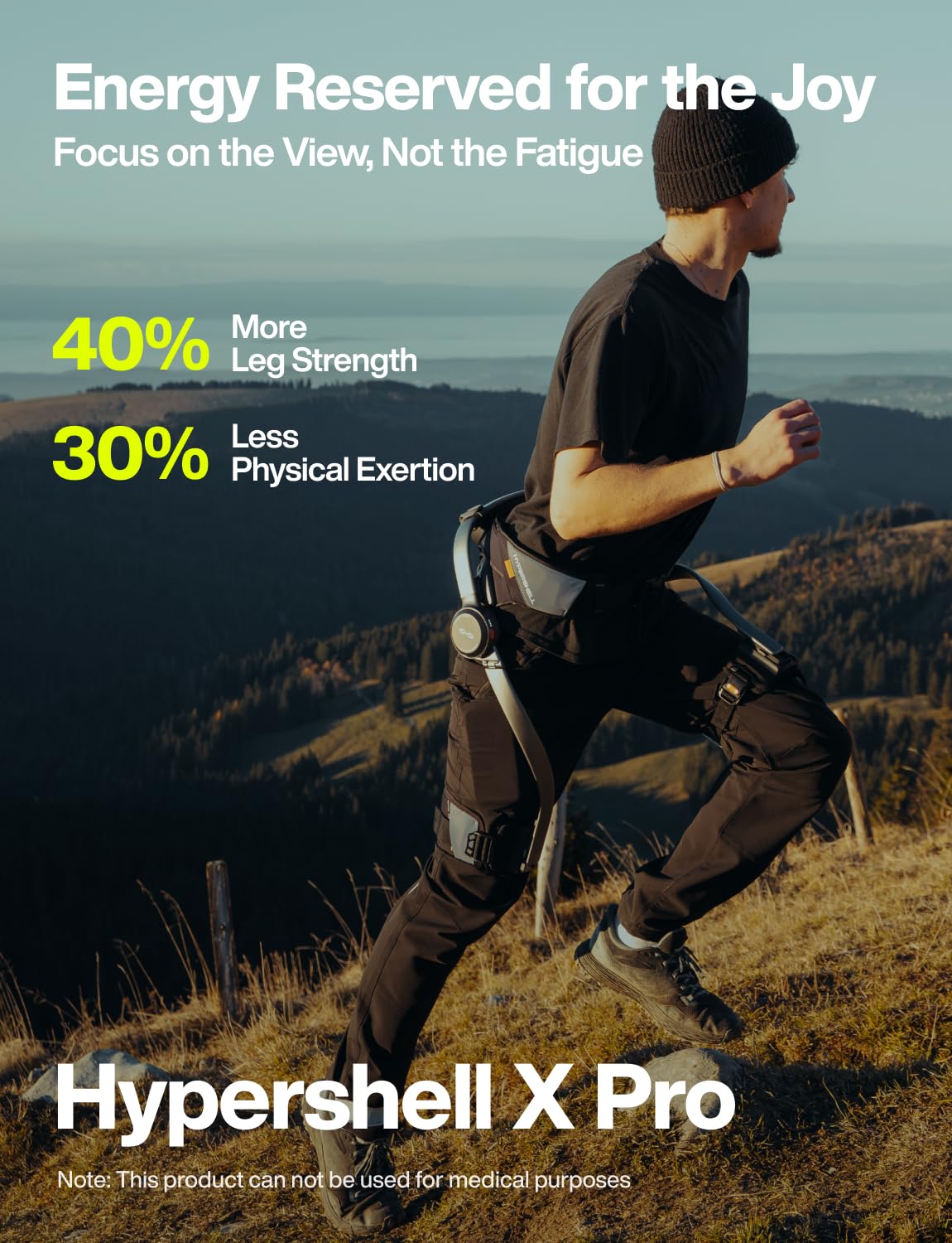 Hypershell X Pro Exoskeleton, Leg Strength with 800W Output, 17.5km Battery Range, 10 Intelligent Modes, AI-Powered Wearable Exoskeleton for Daily Activities, Walking, Hiking, 2 Batteries, No Charger