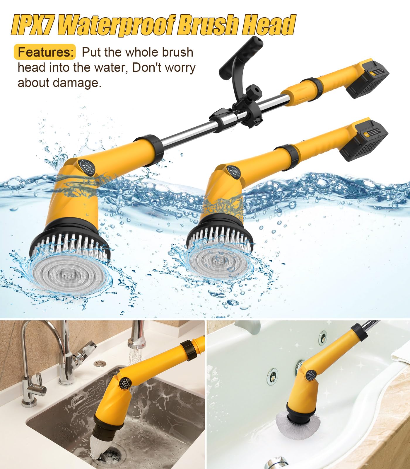 Qimedo Electric Spin Scrubber Extra Large Brush Q3,6000 mAh Best Battery Power Scrubber for Cleaning,1200RPM Shower Cordless Cleaning Brush with 8 Brushes for Bath/Tub/Tile/Floor (Smart Display)
