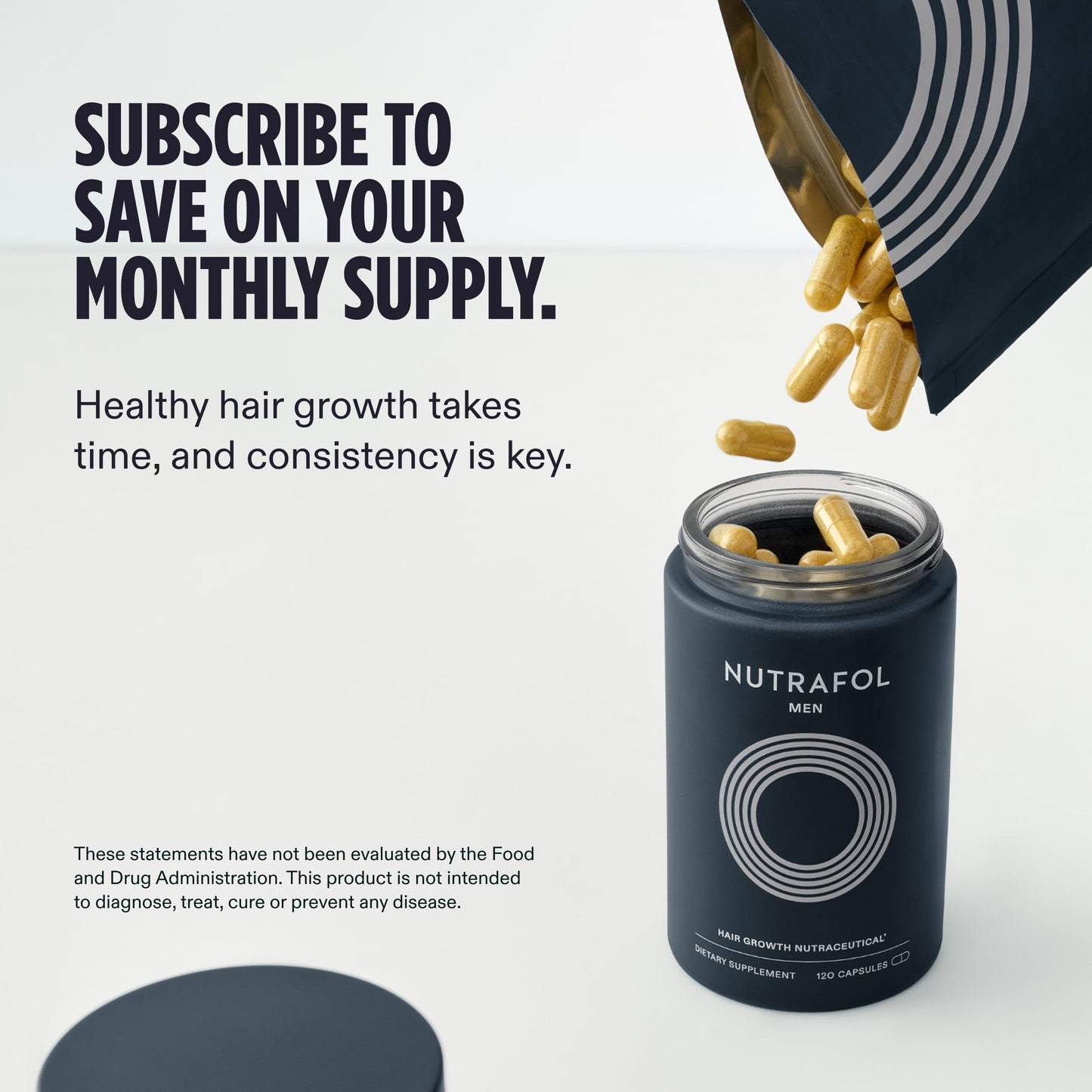 Nutrafol Men's Hair Growth Supplements, Clinically Tested for Visibly Thicker Hair and Scalp Coverage, Dermatologist Recommended - 2 Month Supply, Pack of 2
