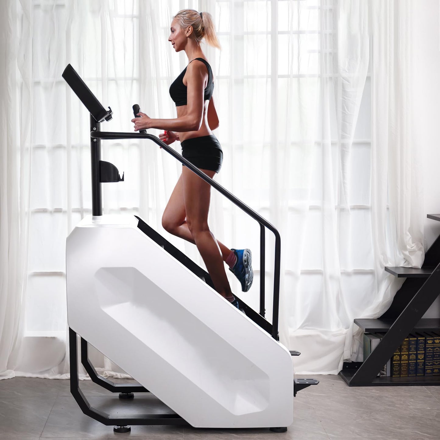 Stairmaster Machine with Led Screen, Commercial Grade Stair Climber for Cardio Training, 15 Speed Levels Continuous Climbing Exercise Machine, 15-164 Steps Per Minute White