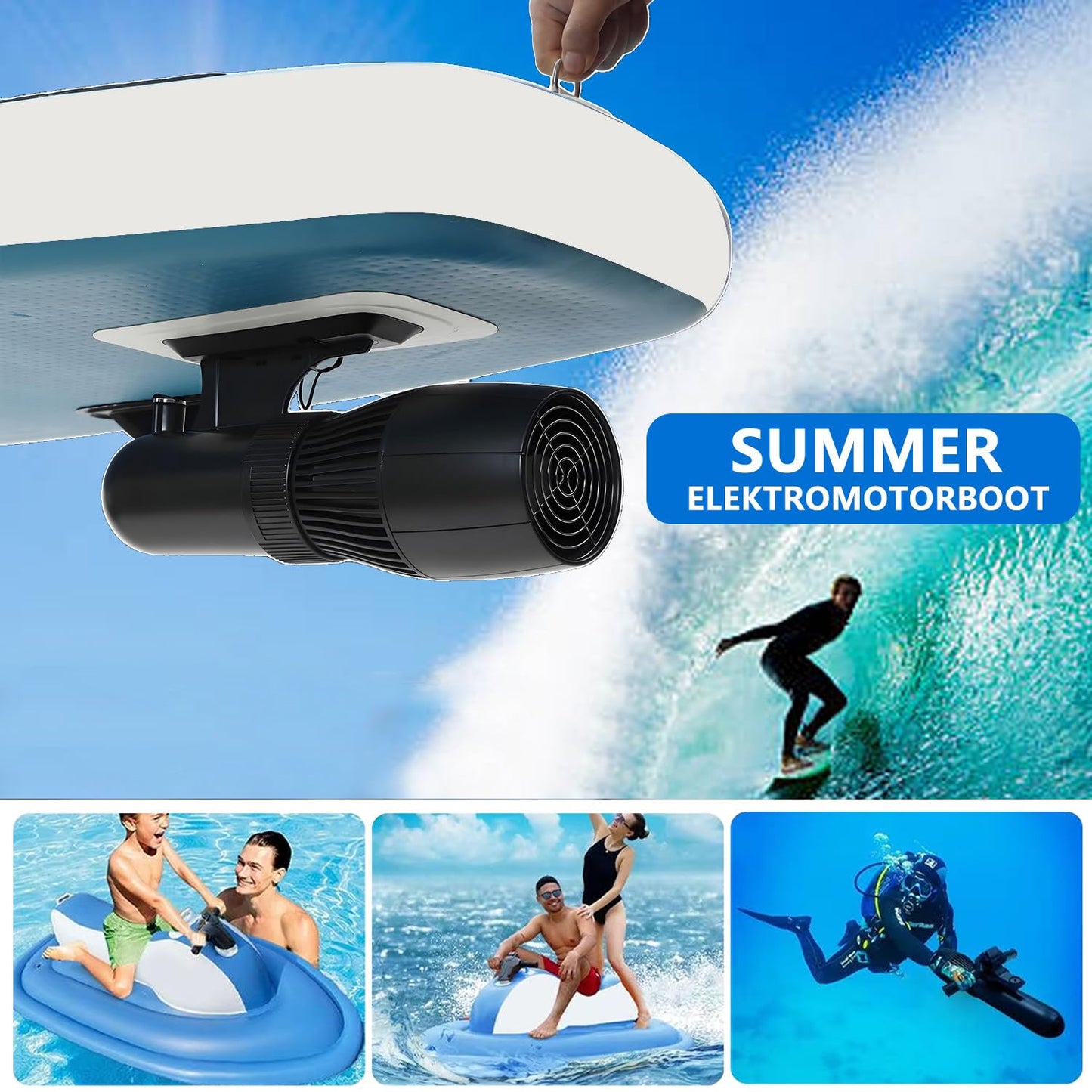 Electric Rush Wave Surf Boat Jet Ski with 500W/700W Underwater Propeller, with Diving Handle/Thruster Storage Bag, 9-speed Adjustment, Max Load Cap. 485 lbs, for Sea Diving & Water Sports 700WPRO16A