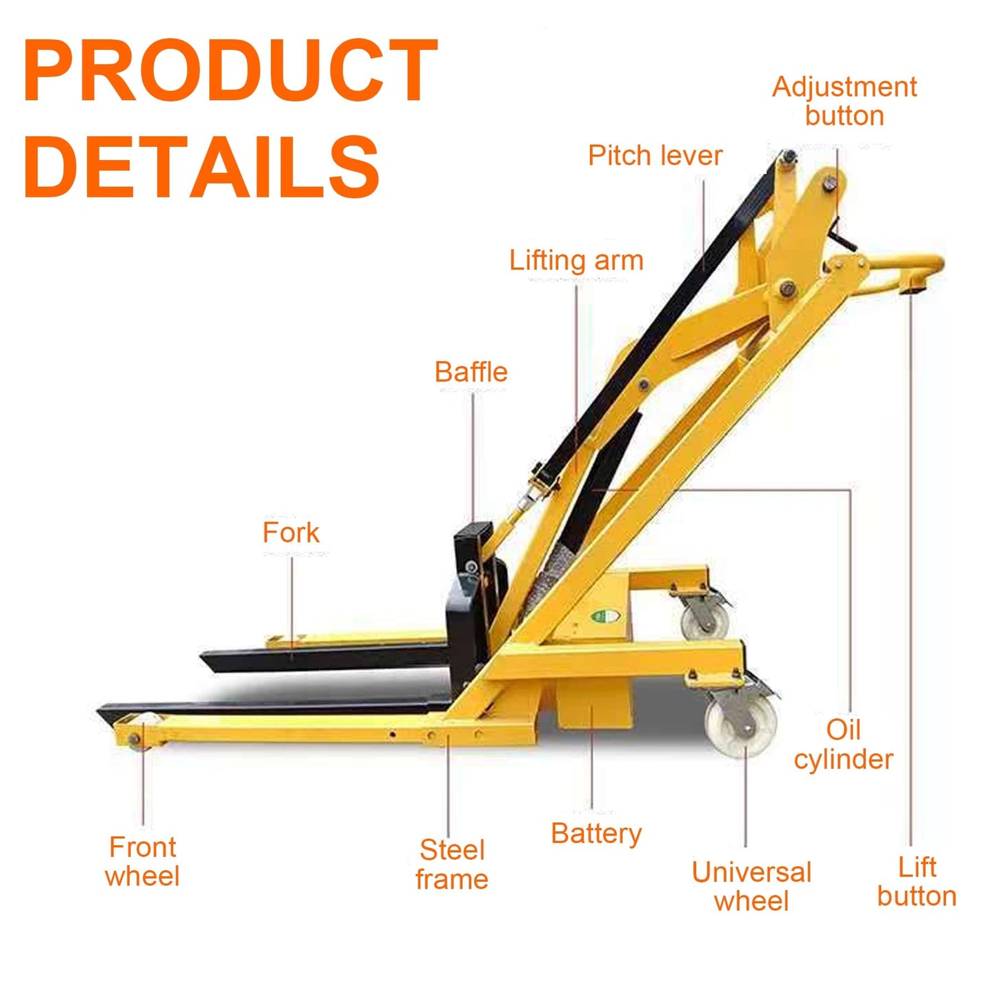 Electric Stacker, Electric Articulated Forklift, 500~700KG/1100~1543lb Load Capacity, The Maximum Lifting Size is 67~63in(700kg-1543lb)
