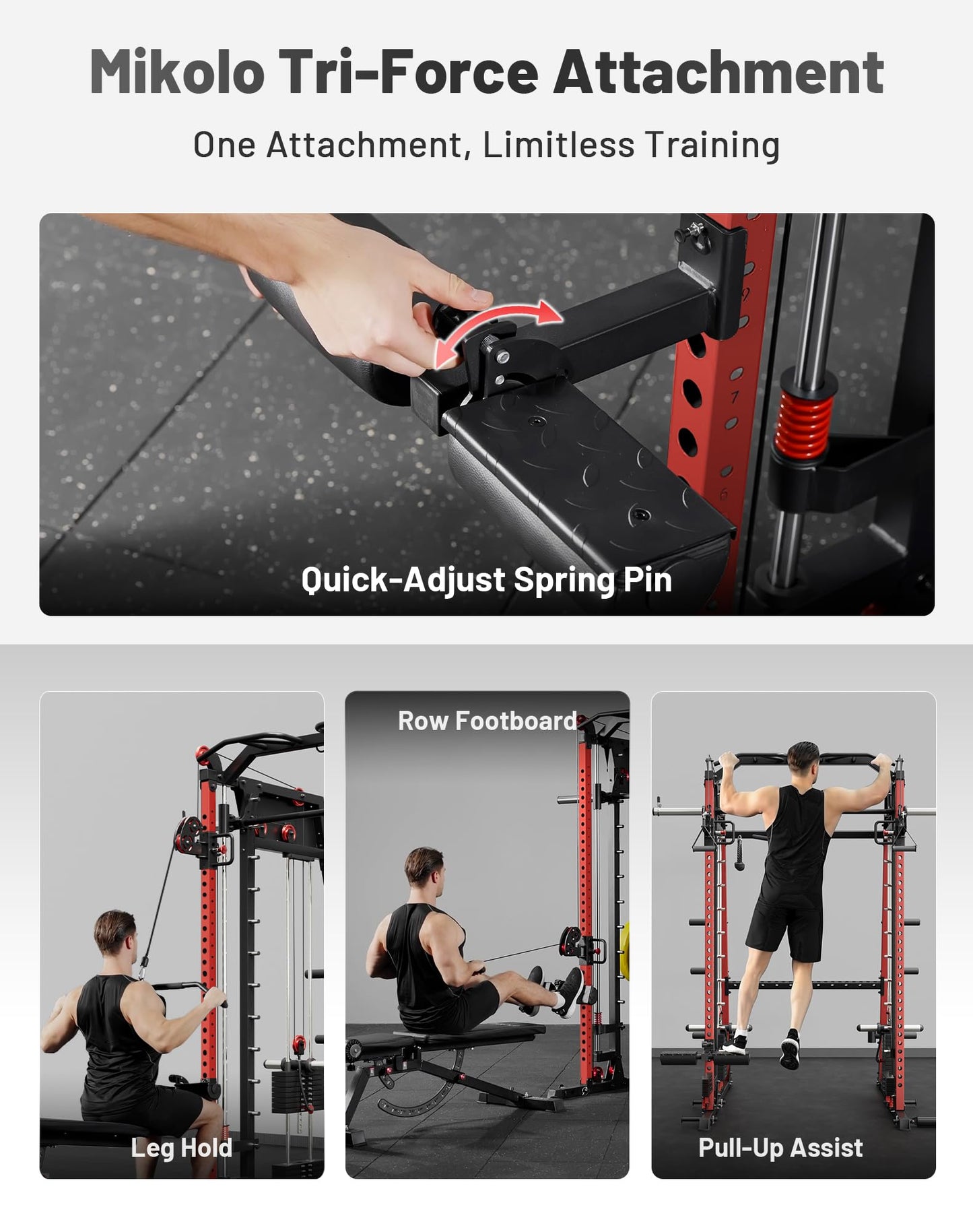 Mikolo M4 2.0 Elite Smith Machine with Weight Stack, All-in-One Home Gym Power Cage with LAT Pulldown & Cable Crossover, Squat Rack for Full Body Workouts (Red)