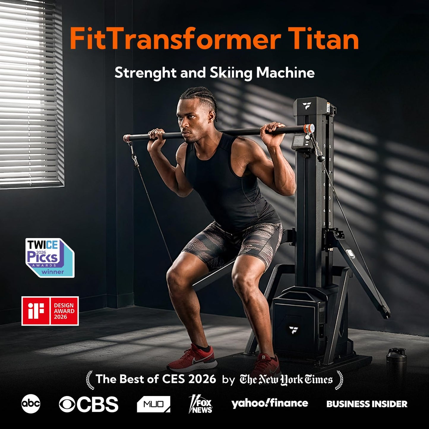 FITTRANSFORMER Titan Smart Home Gym, All-in-One Strength Training and Ski Machine, Digital Weight System for Full Body Workout, Functional Gym Machine, Squat Rack & Ski Machine
