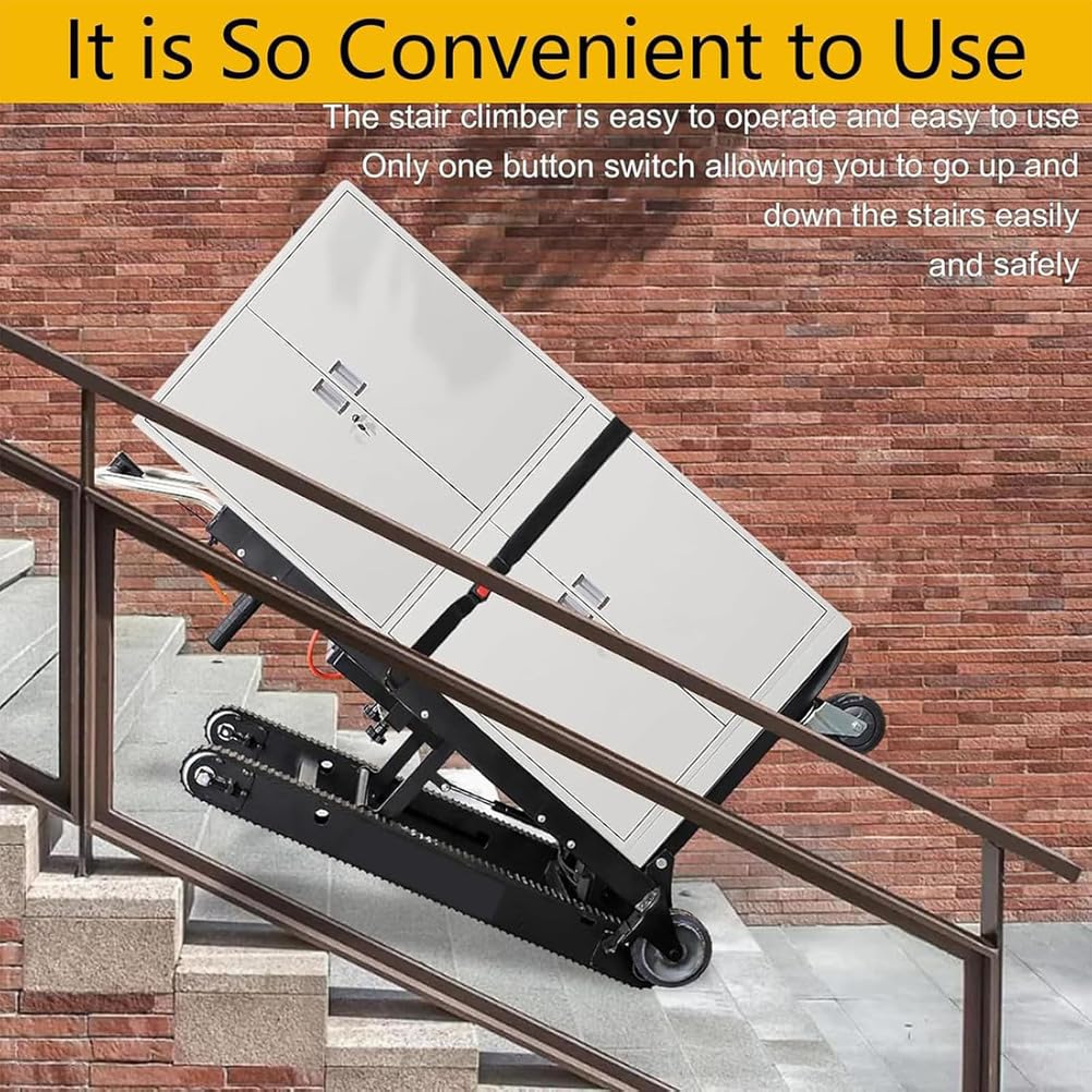 Electric Stair Climber Heavy Object Sack Truck Removable Battery Load Capacity for Straight Curved Stairs Effortless Heavy Load Transport Electric Stair Climbing (E)