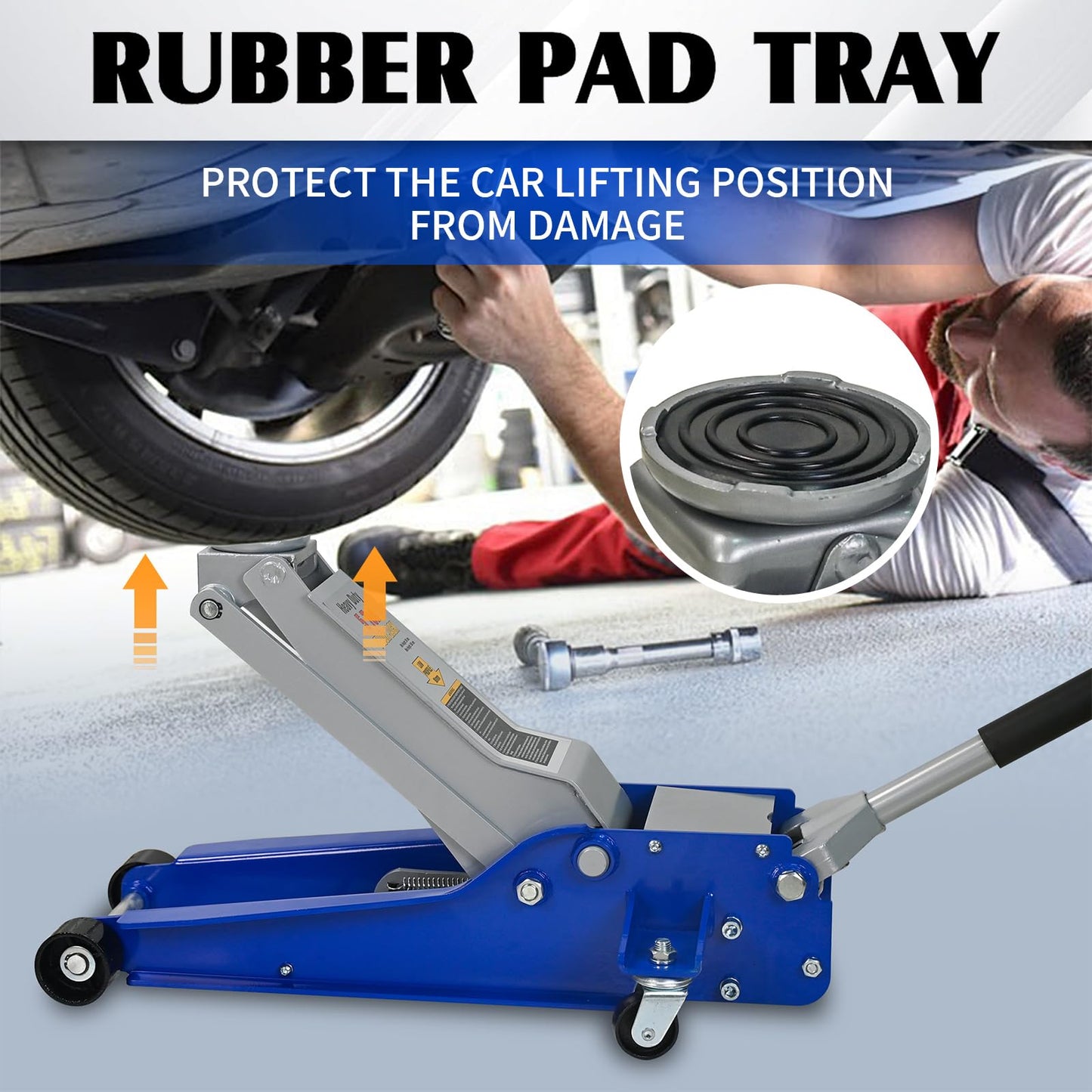 5 Ton Heavy Duty Hydraulic Floor Jack, Low Profile Steel Service Jack, Dual Piston Quick Lift, CE Certified