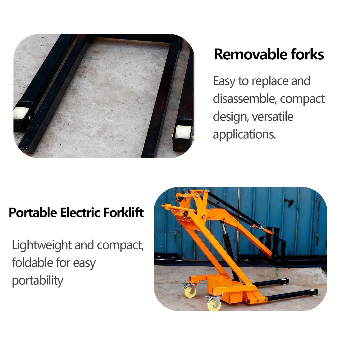 Electric Stacker, Foldable Hydraulic Forklift, 1100 LBS Capacity for Factory Warehouse & Supermarket