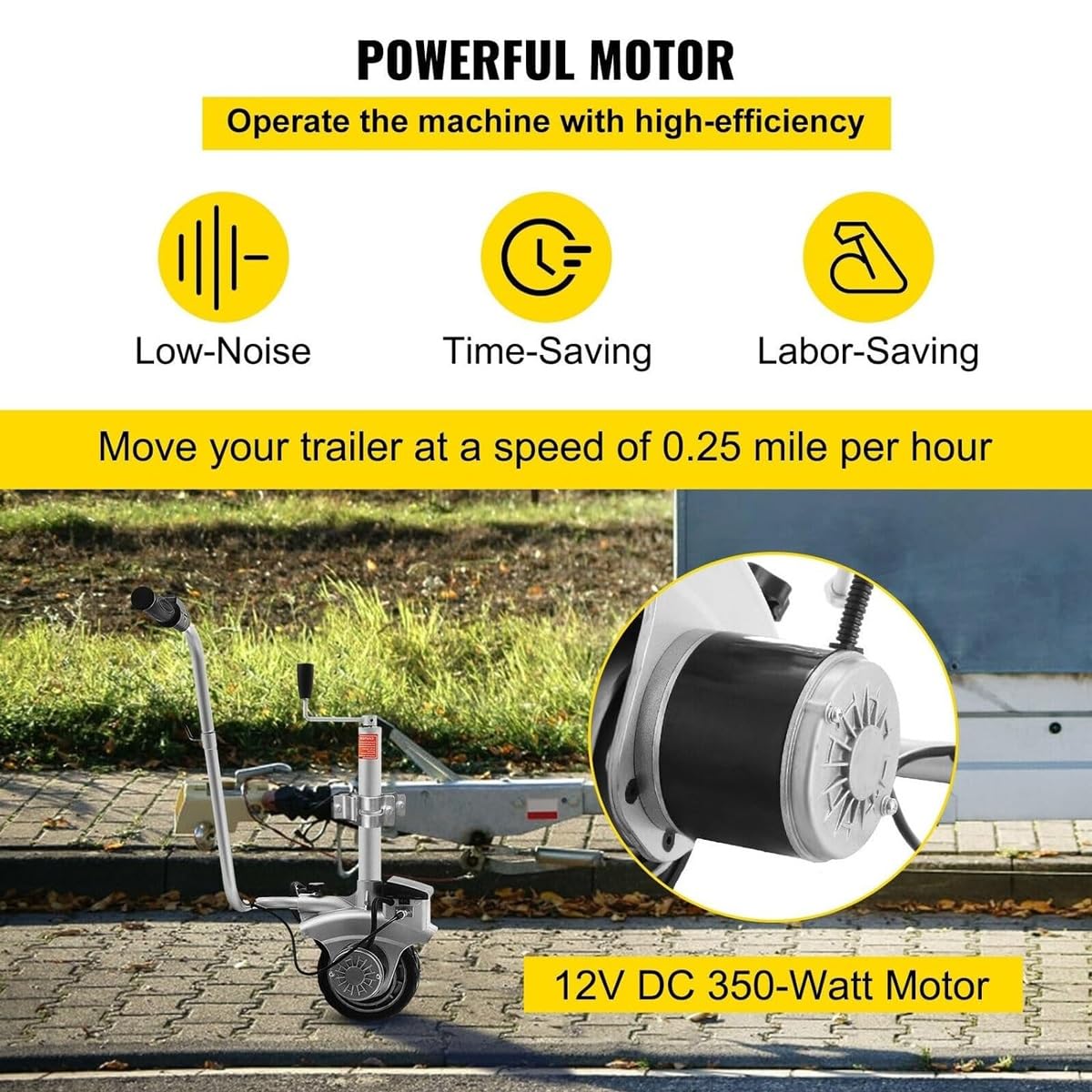 GHRERTX Electric Trailer Mover,550W Trailer Dolly Jack with Max Load 6000lbs (2722 kg),Electric Jockey Wheel Mover with 5-7m/min Speed,Motorised Jockey Wheel for Caravan RV Camper