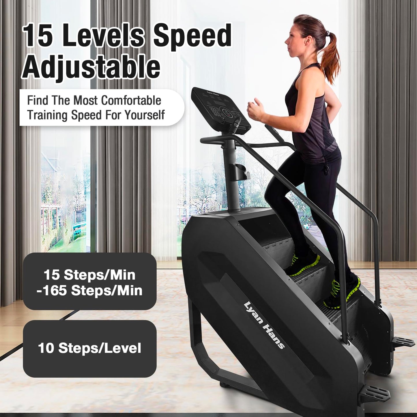 Stair Stepper, Commercial Grade Stepper Machine, Stepmill for Exercise at Home, Stair Climber for Cardio and Lower Body Workouts,15 Speed Levels, 660LBS Capacity, 15-165 Steps/Minute
