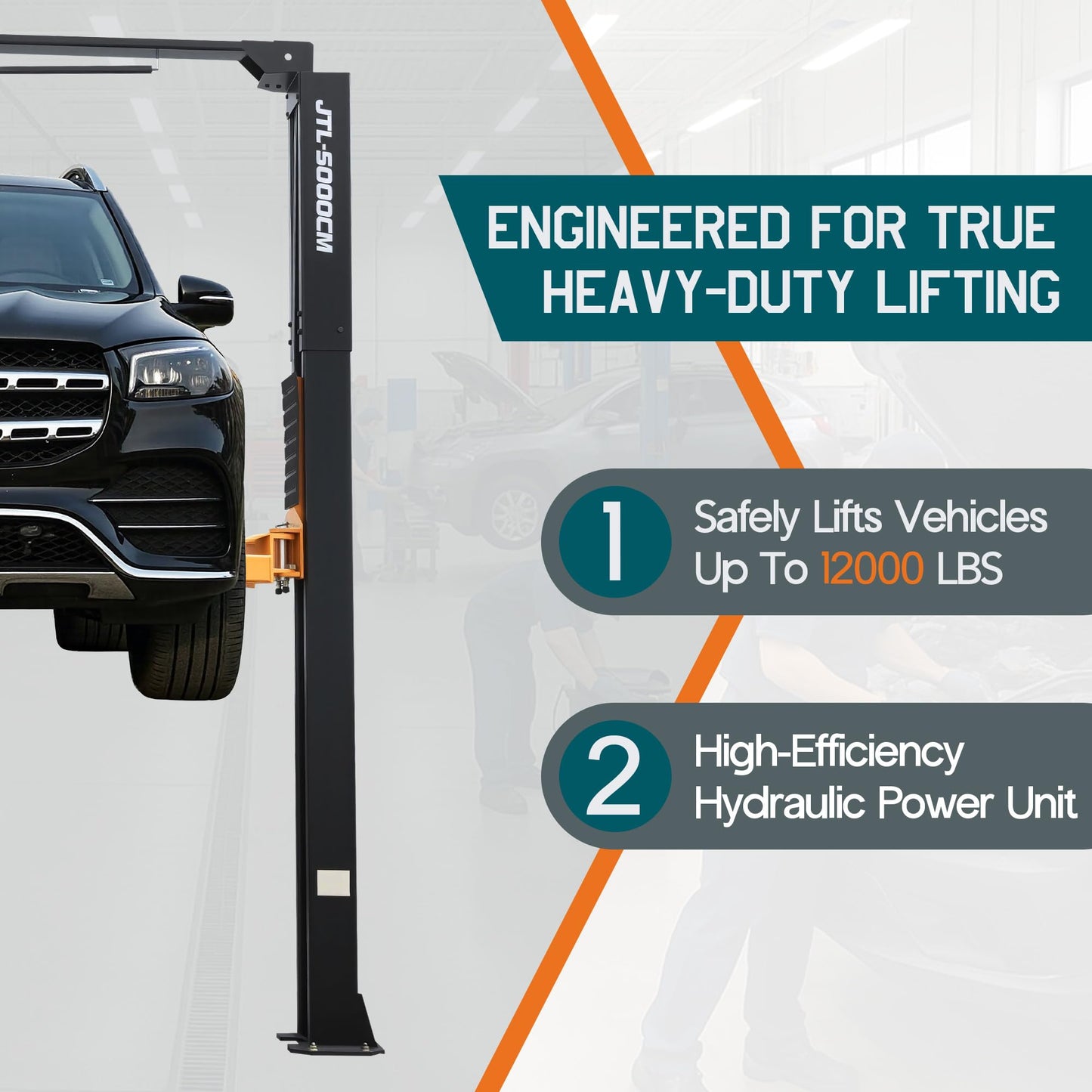 Albott 12000 LBS Overhead 2 Post Car Lift, Hydraulic Auto Vehicle Lift for Commercial Garage, 3+2 Adjustable Lift Arms, Dual Point Safety Release for Trucks & SUVs, 220V 60Hz 1PH
