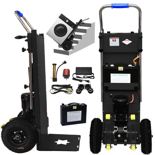 Electric Stair Climbing Dolly, Easy Up/Down with Solid Rubber Tires, 880lbs Capacity Heavy Duty, 1500W Electric Stair Climbing Hand Truck for Moving Logistics Distribution (Black)