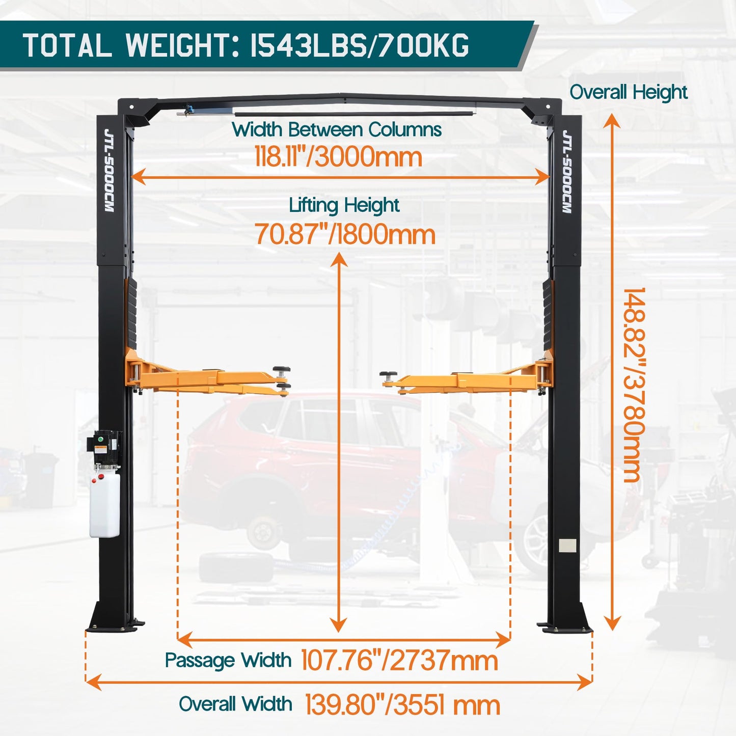 Albott 12000 LBS Overhead 2 Post Car Lift, Hydraulic Auto Vehicle Lift for Commercial Garage, 3+2 Adjustable Lift Arms, Dual Point Safety Release for Trucks & SUVs, 220V 60Hz 1PH