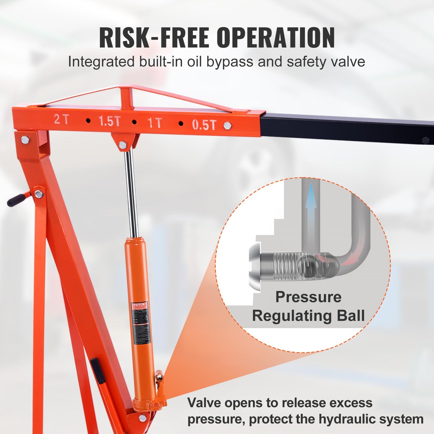 VEVOR Hydraulic Long Ram Jack, 3 Ton Engine Hoist Cylinder with Single Piston Pump and Clevis Base, for Engine Lift Hoists, Garage/Shop Cranes, Mechanical, Farm
