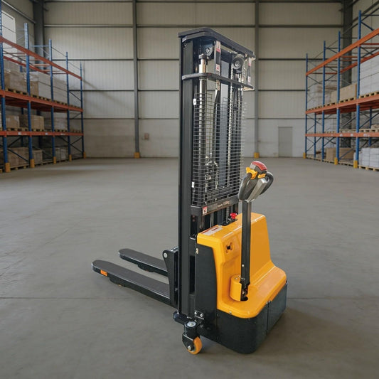 Compact Electric Pallet Stacker, Manual and Mobile Hydraulic High Lift Stackers for Warehouse, Factory, Supermarket, and Logistics Material Handling in Small Spaces